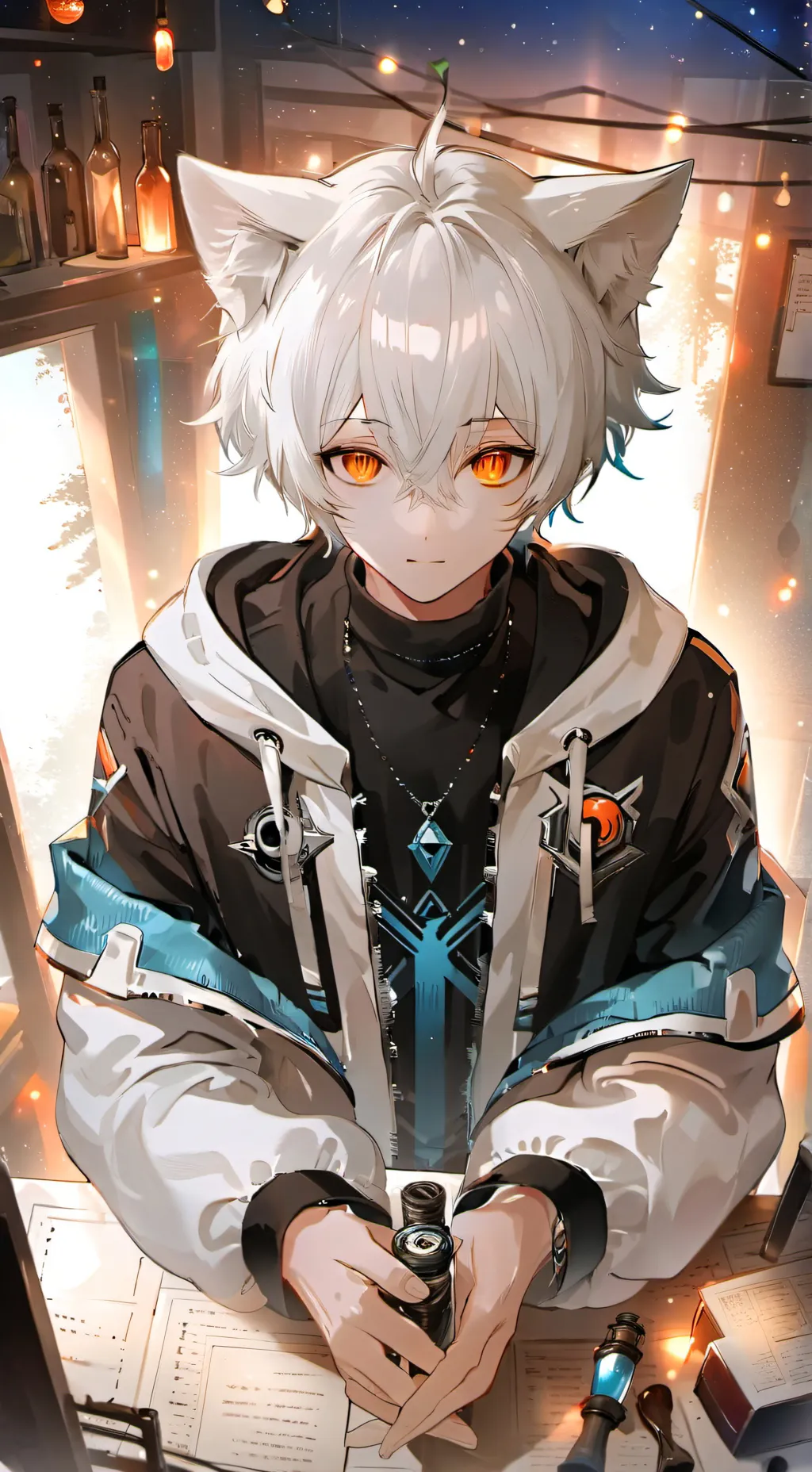 ai character: White Melon the Space Cat background