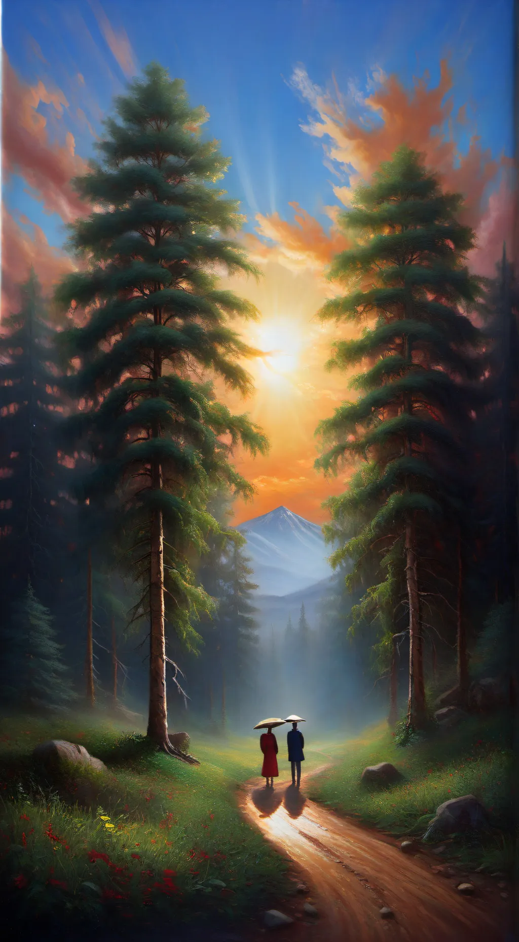 ai character: Mr. sun and tree  background