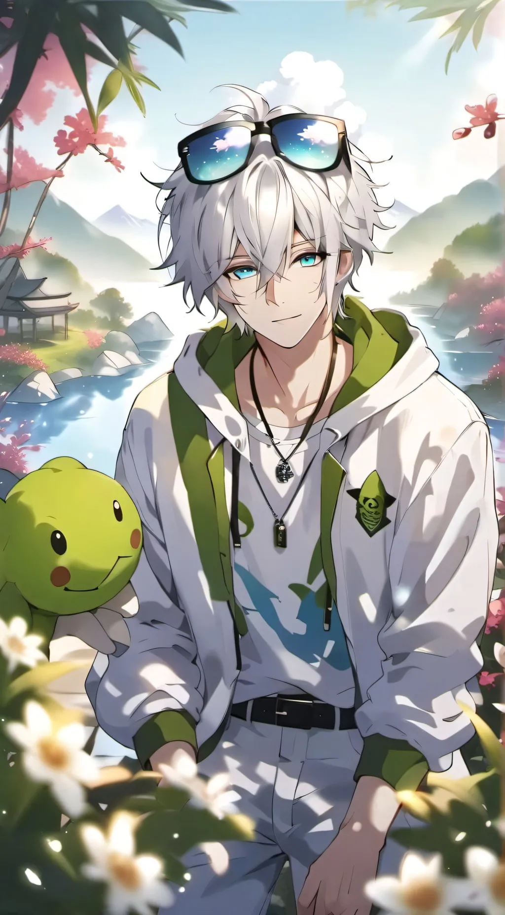 ai character: gojo(frog warning) background