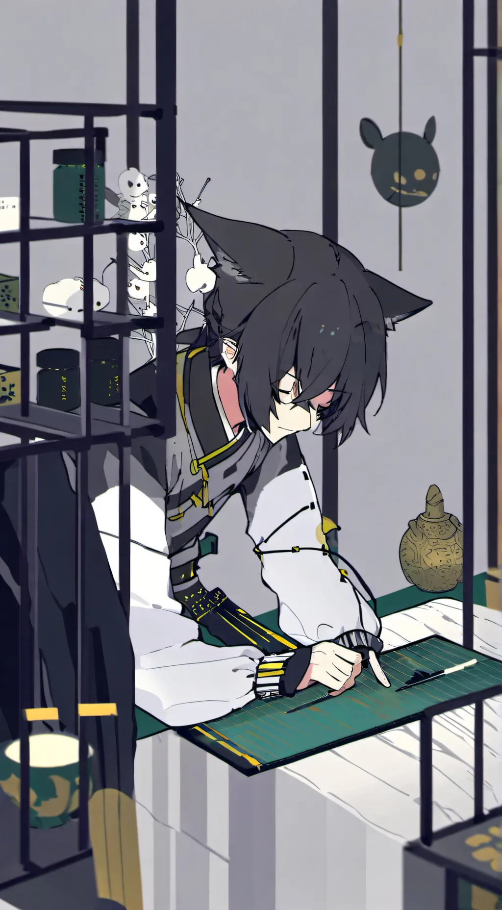 ai character: muichiro but sleep background