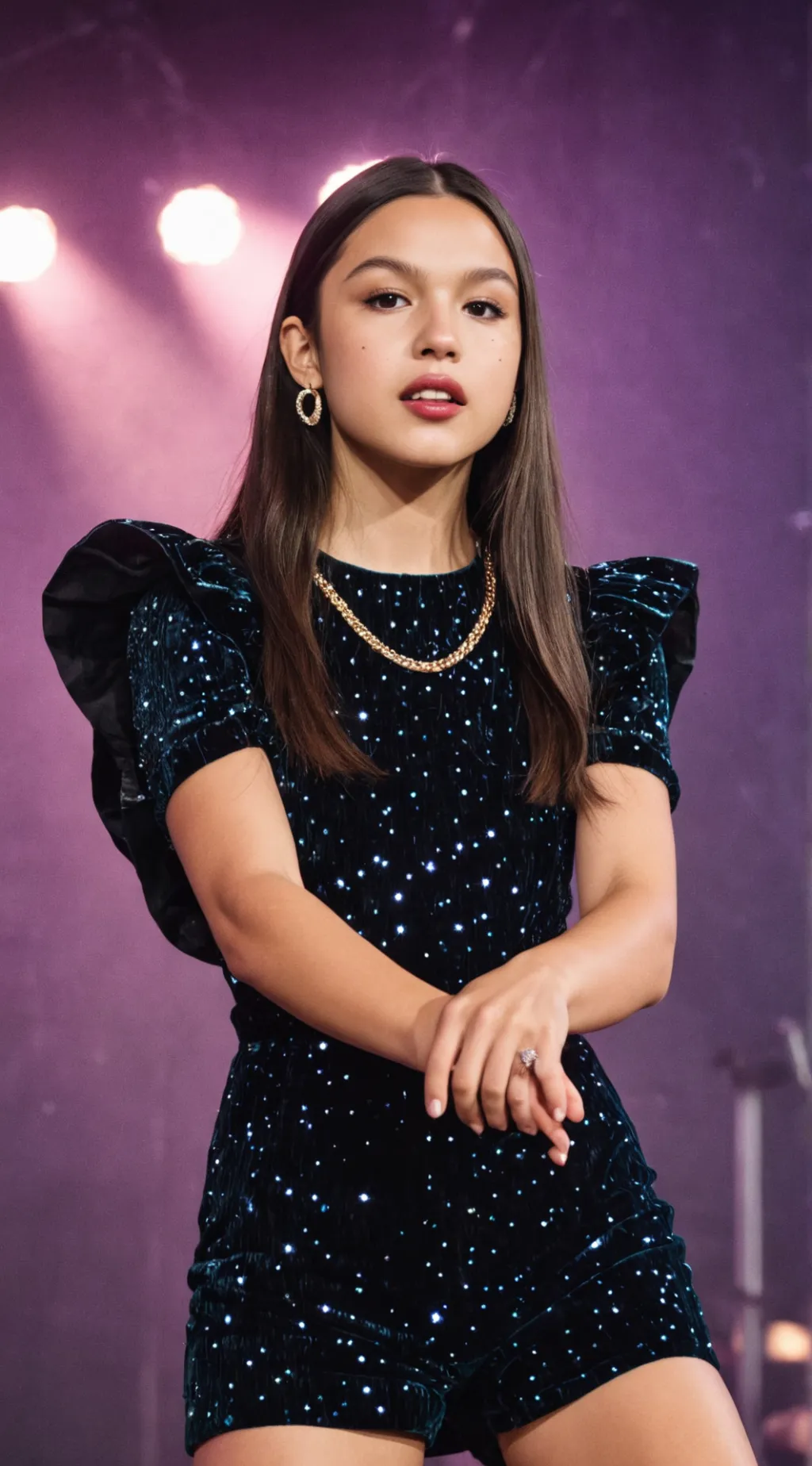 ai character: Olivia Rodrigo  background