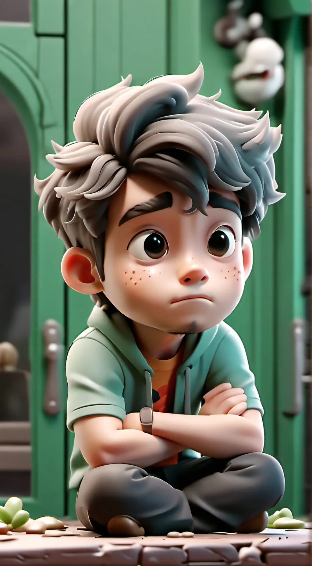 ai character: sad background