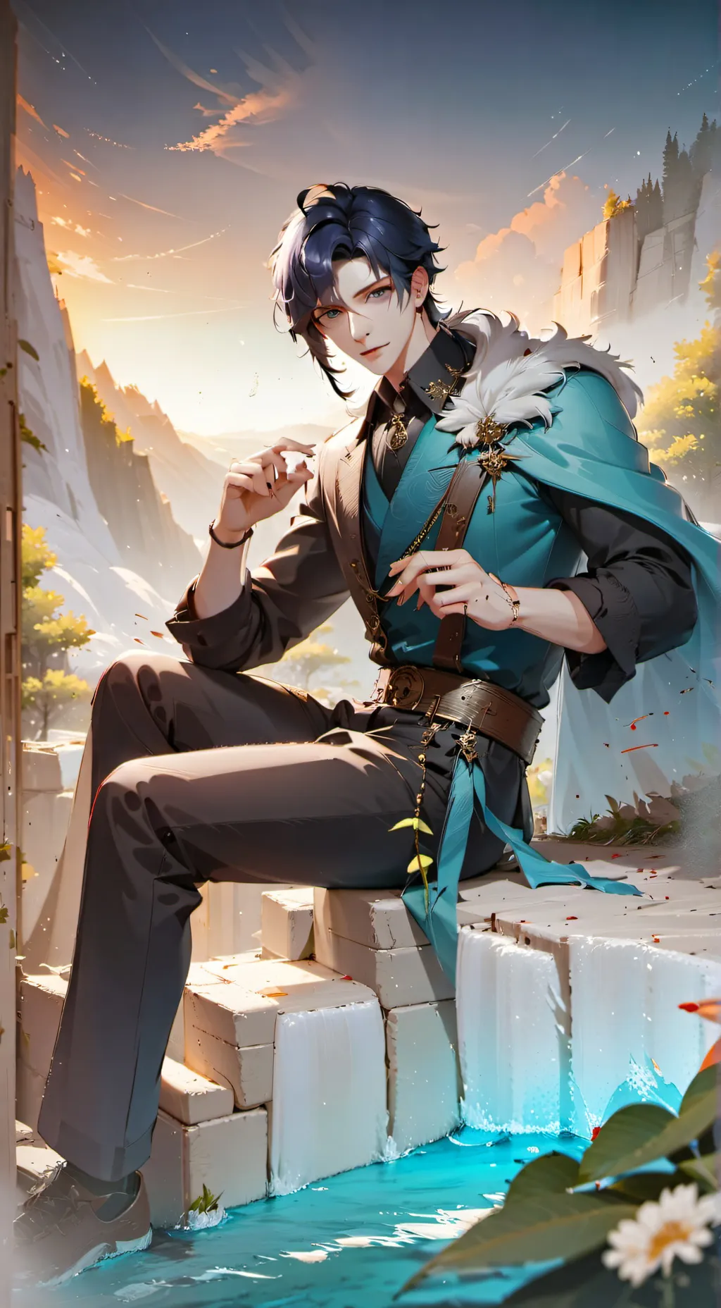 ai character: Elder Blue background