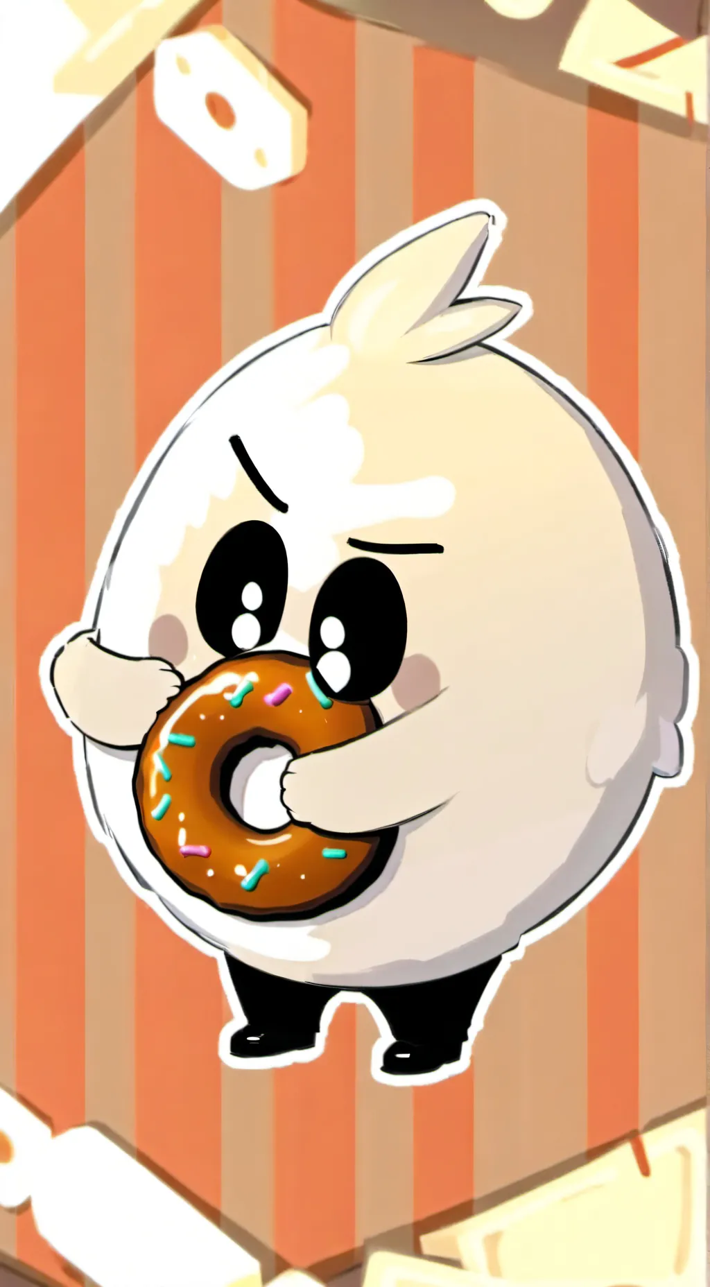ai character: BARFBAG X DONUT background