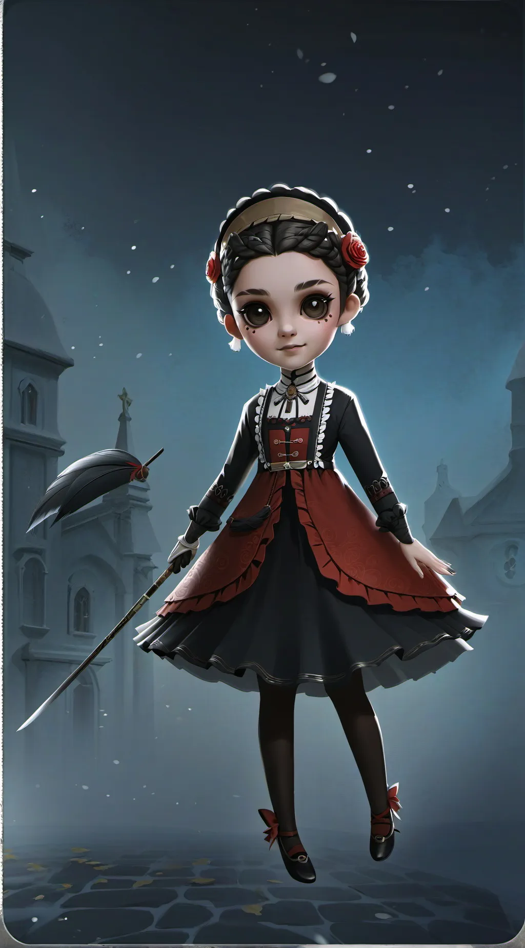 ai character: scary cherry background