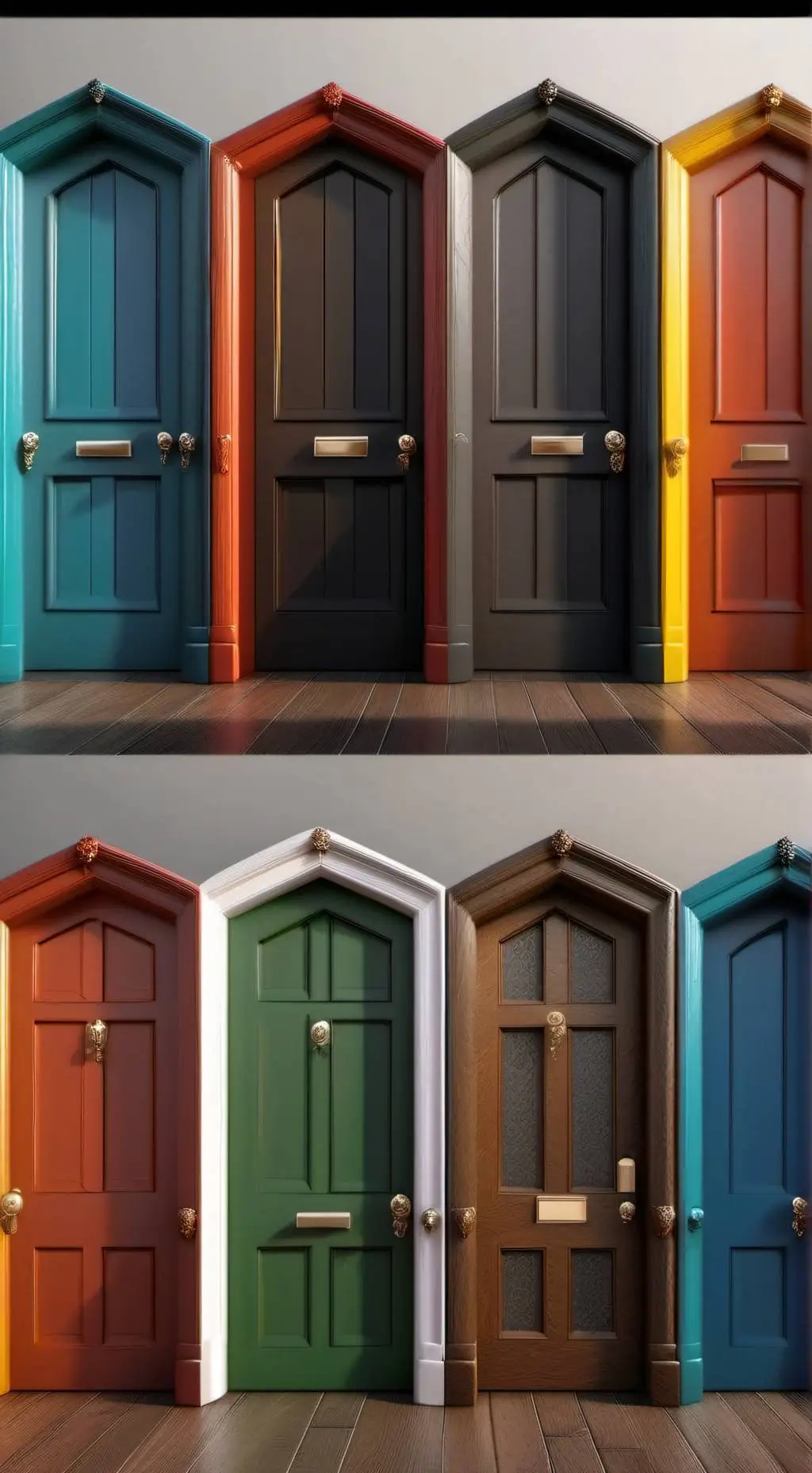 ai character: 8 MYSTERY DOORS background