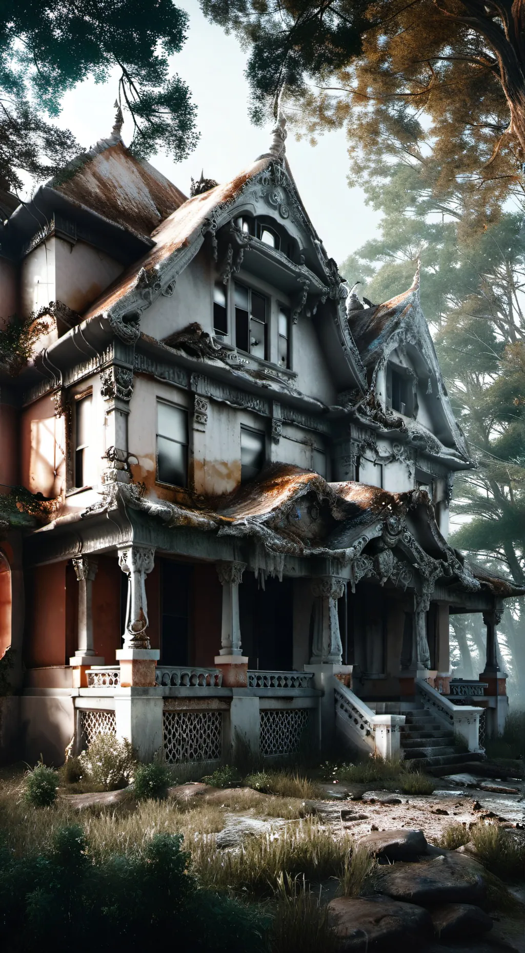 ai character: JJK scary house  background