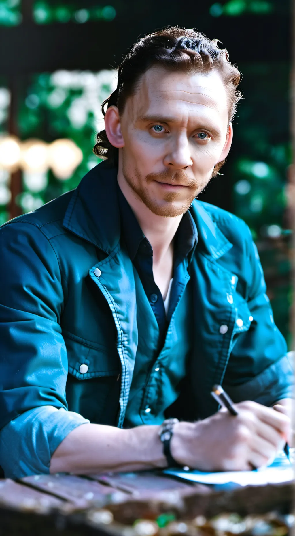 ai character: Tom Hiddleston  background