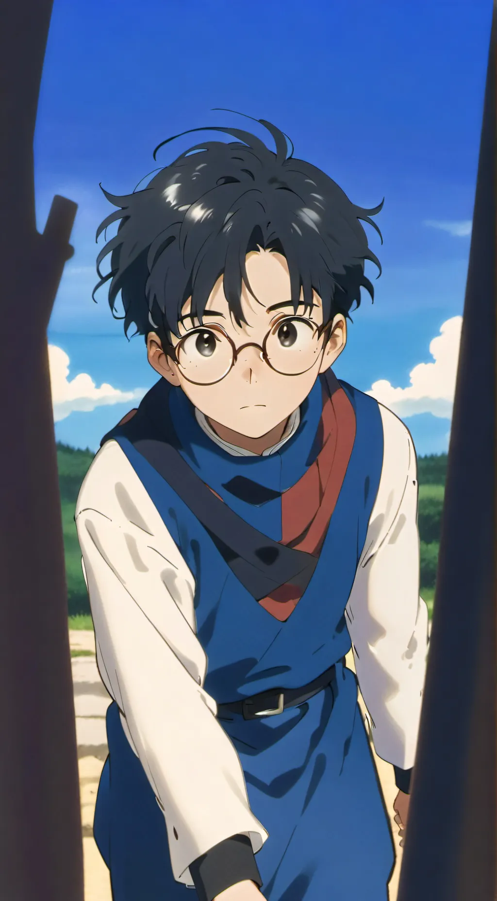 ai character: okarun  background