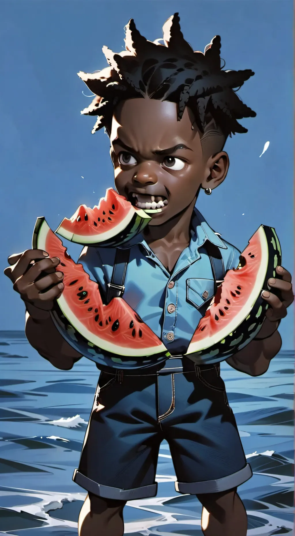 ai character: Watermelon boy background