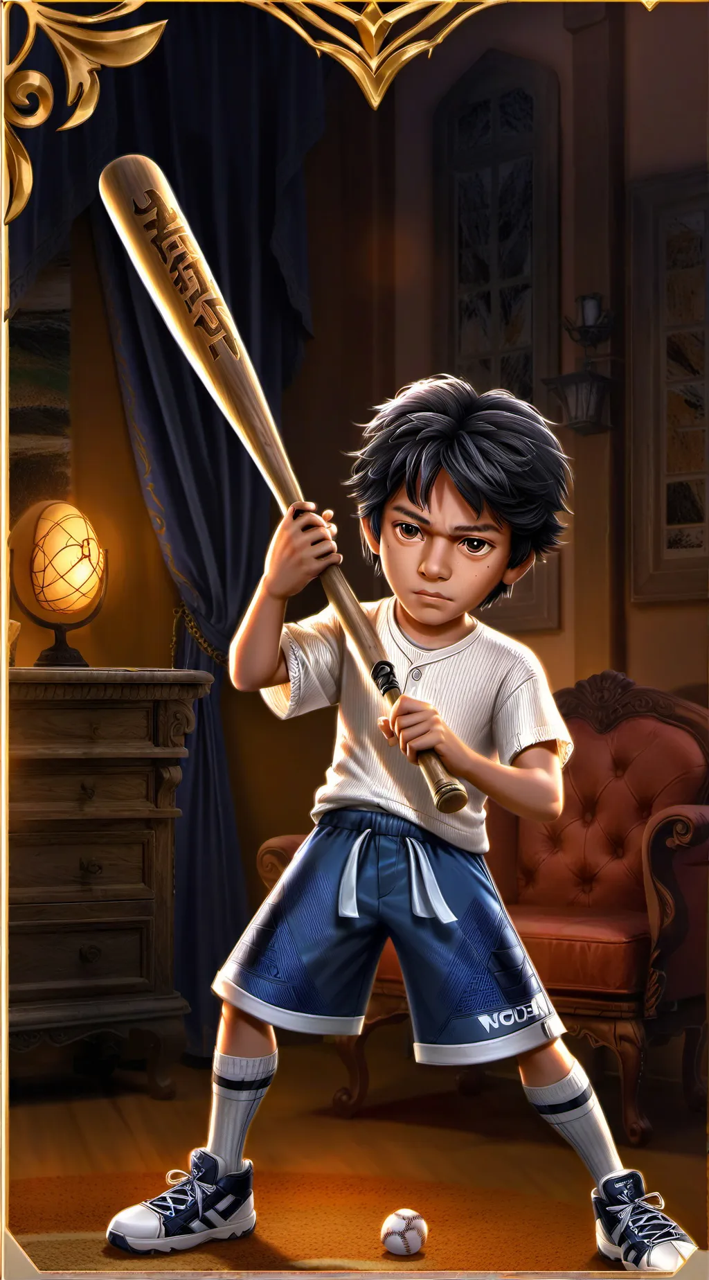 ai character: boy eith a bat background