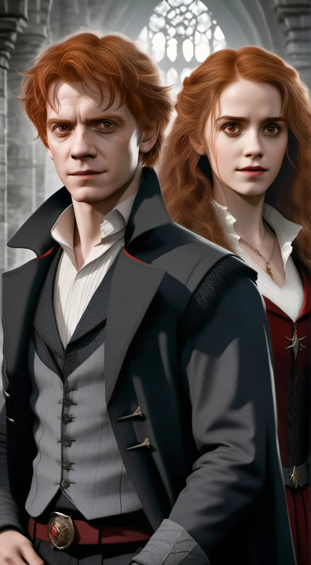 ai character: ron and hermione  background