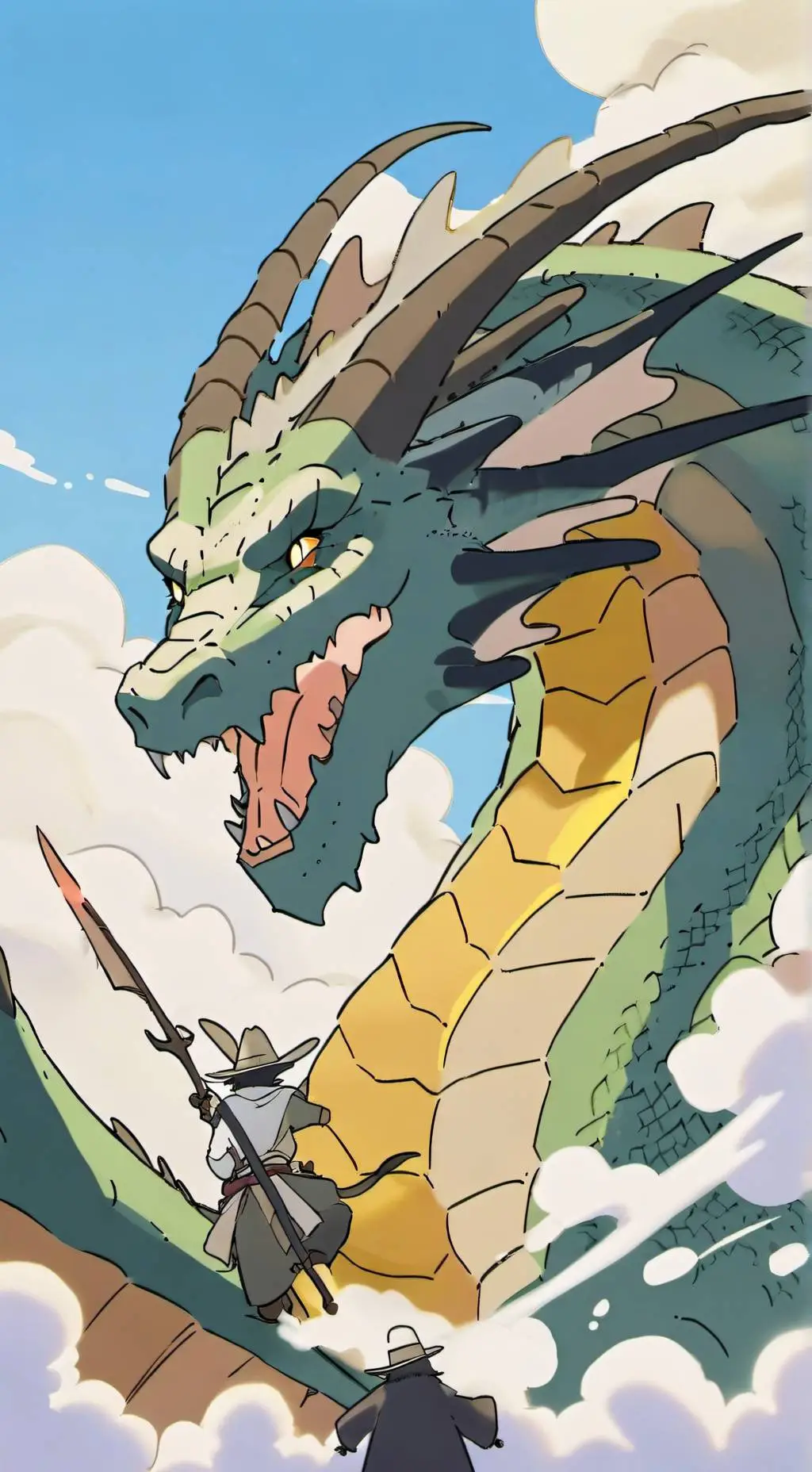 ai character: WoF jade mountain background