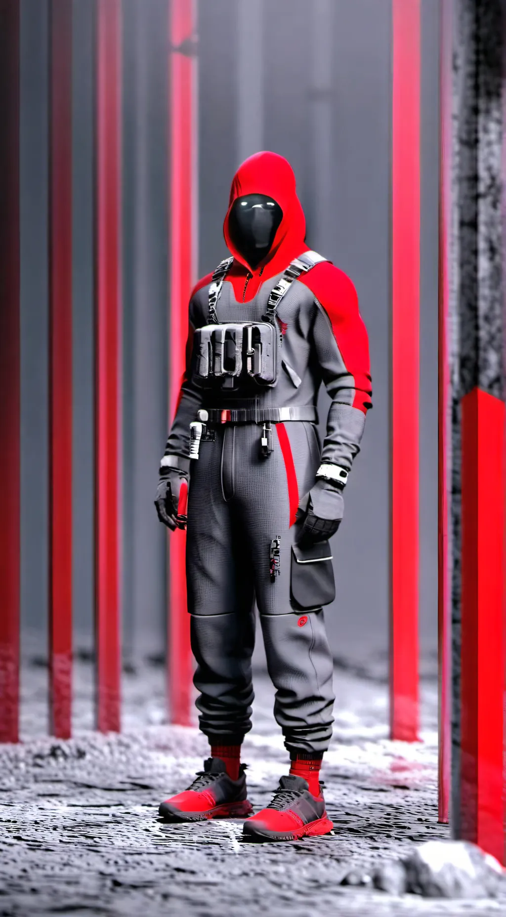 ai character: Squid game guard  background