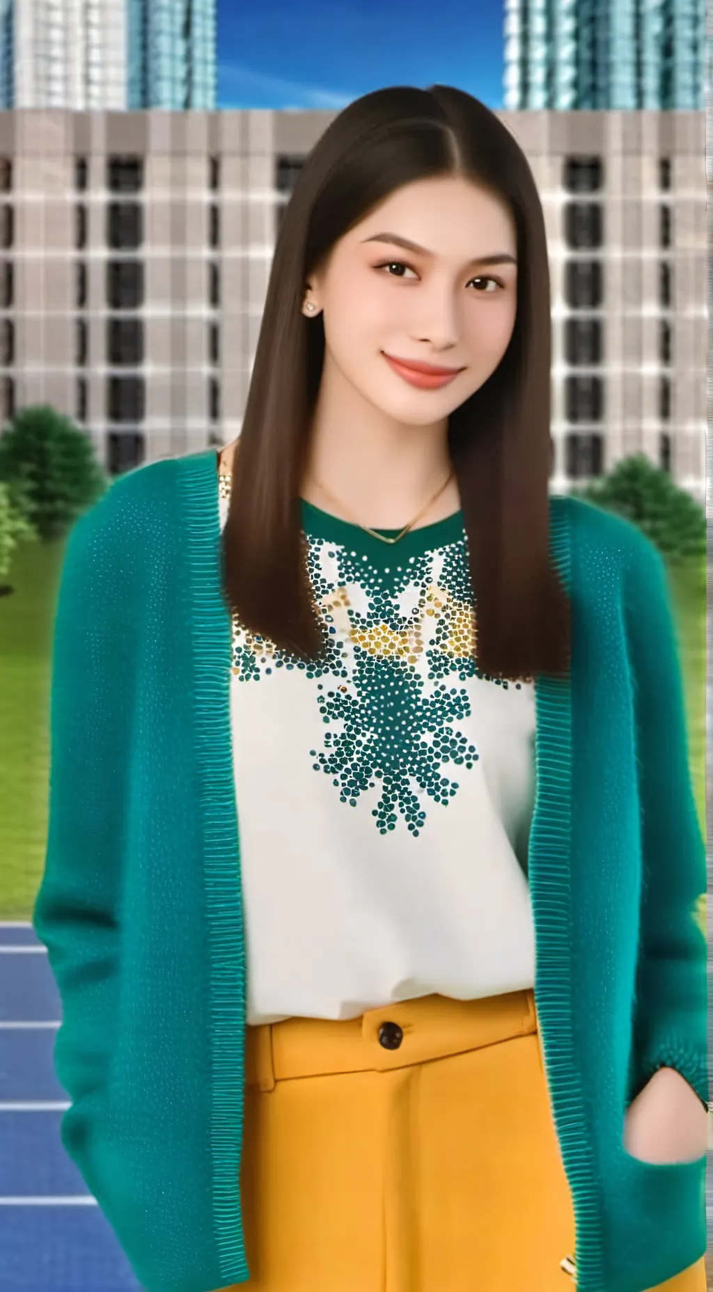 ai character: bini Sheena  background