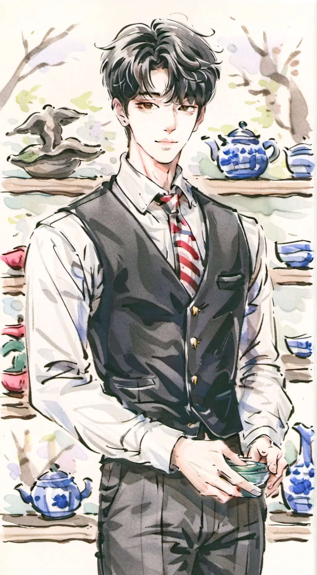 ai character: Lee Minho (waiter) background