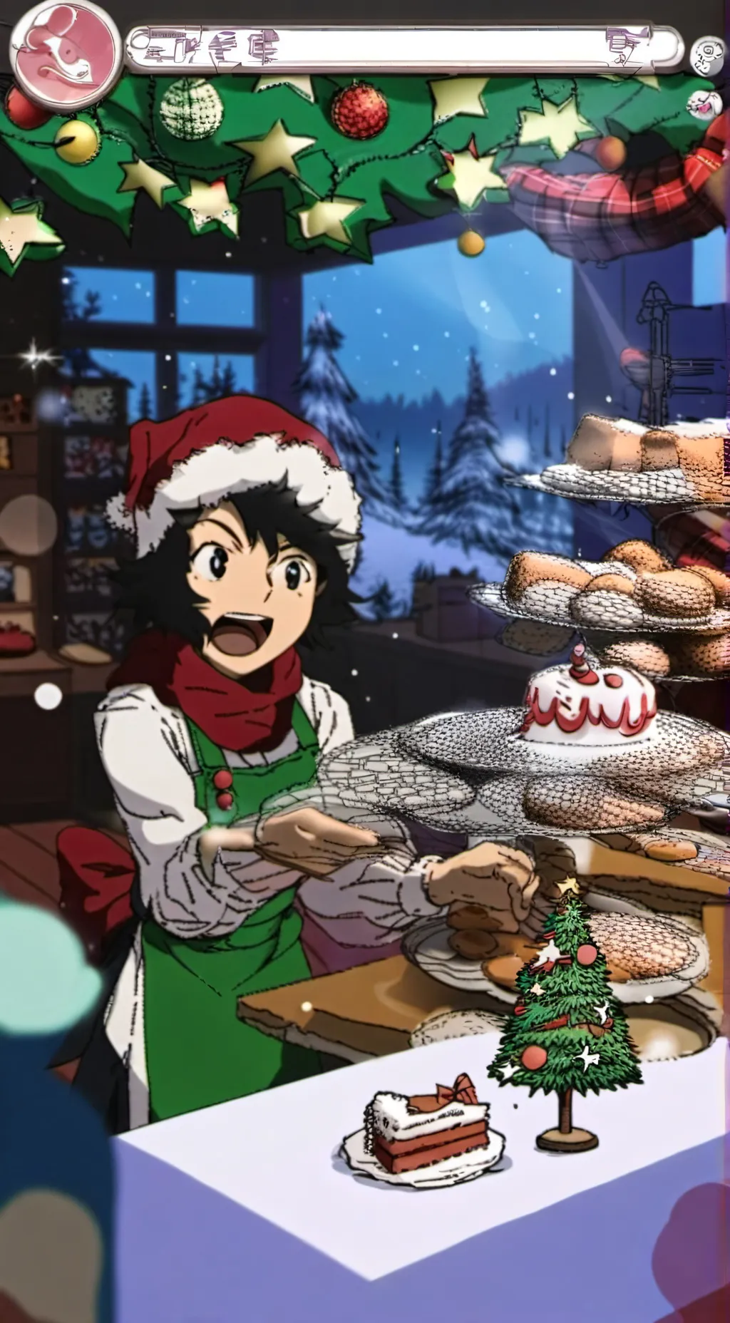 ai character: L.O.V Christmas background