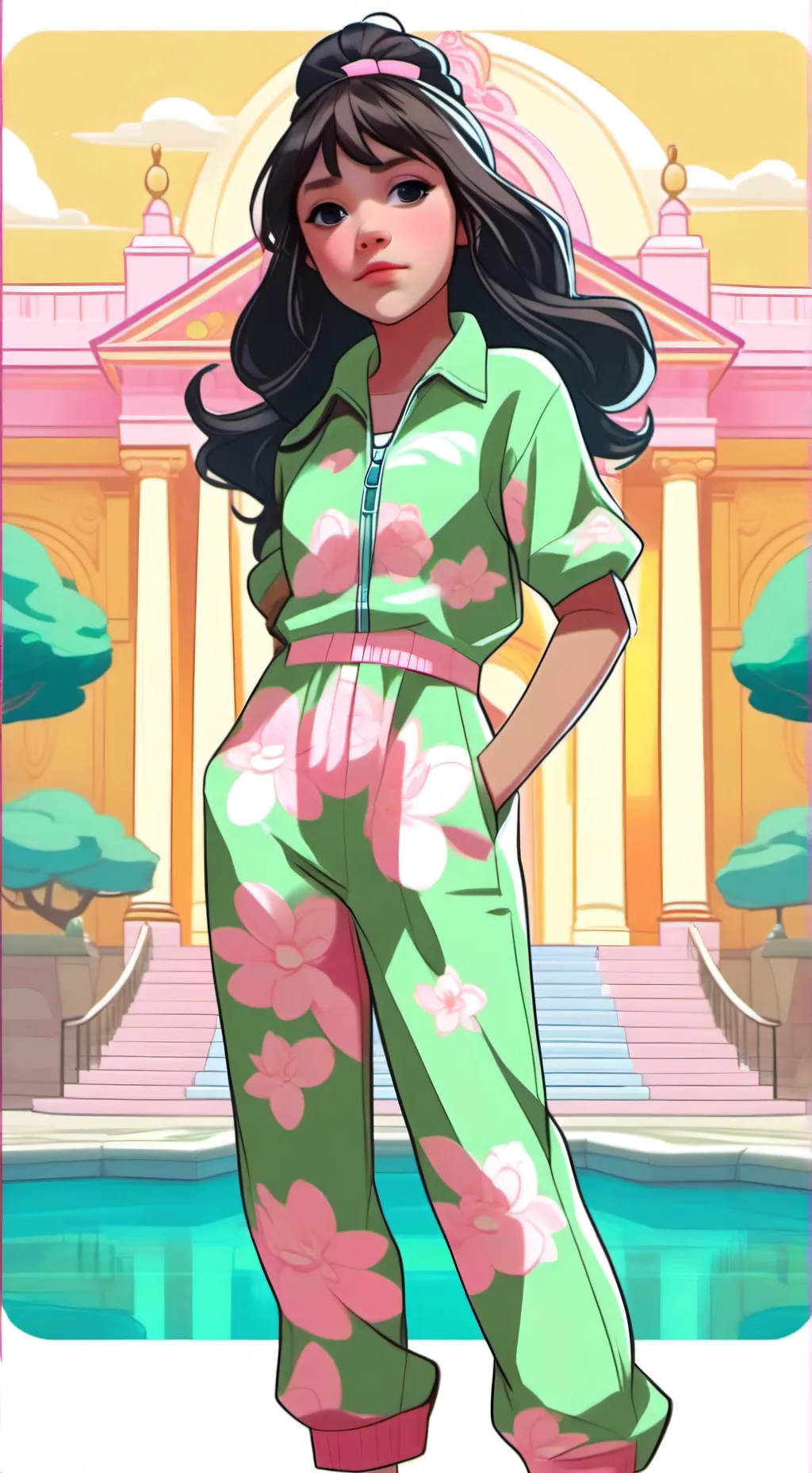 ai character: cat June  background