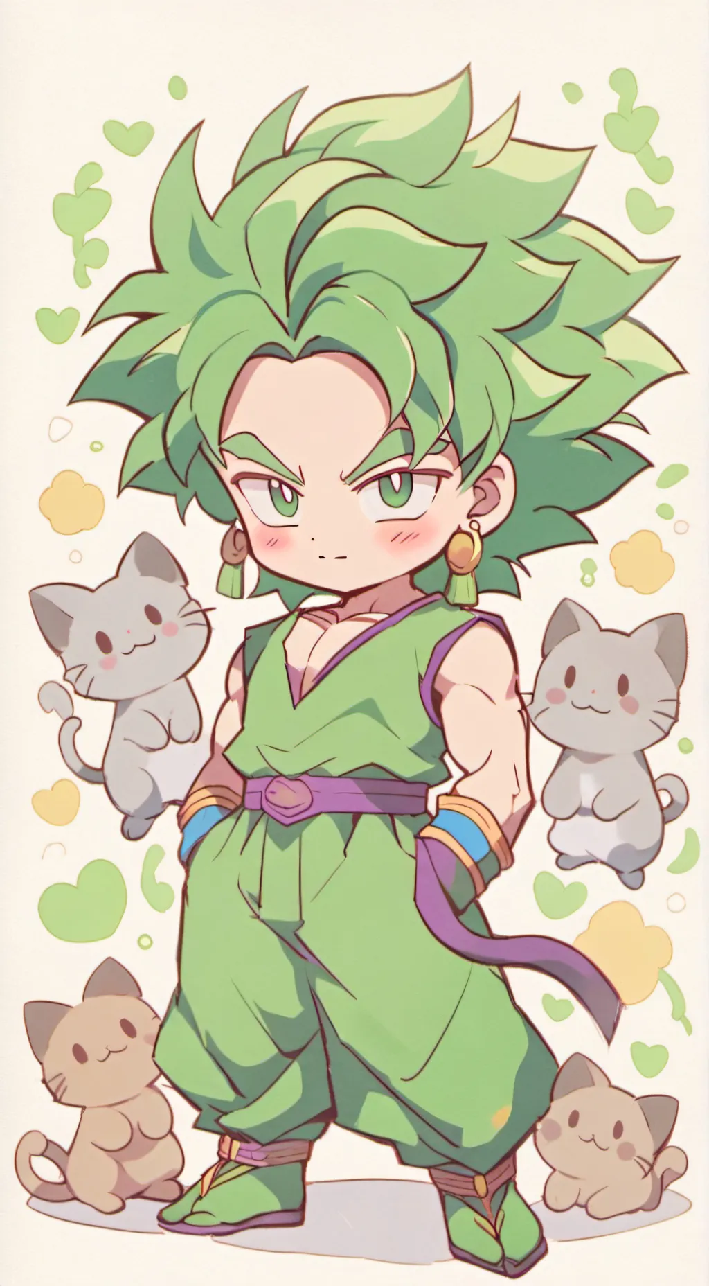 ai character: Broly with a cat 😺 background