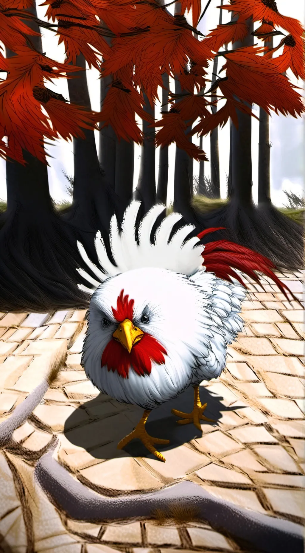 ai character: angry chicken background