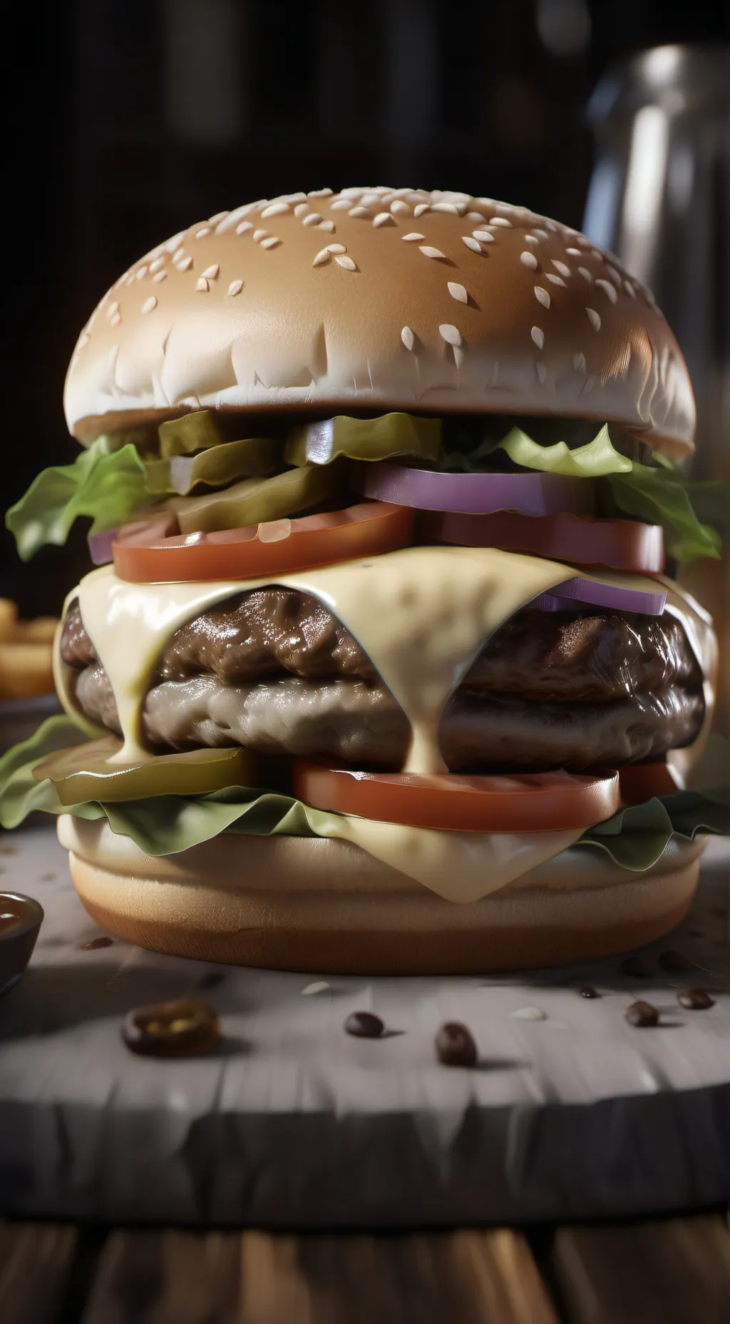 ai character: Cheese burger background