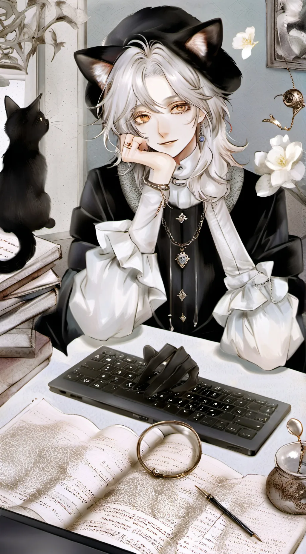 ai character: MemeMaster Meow background