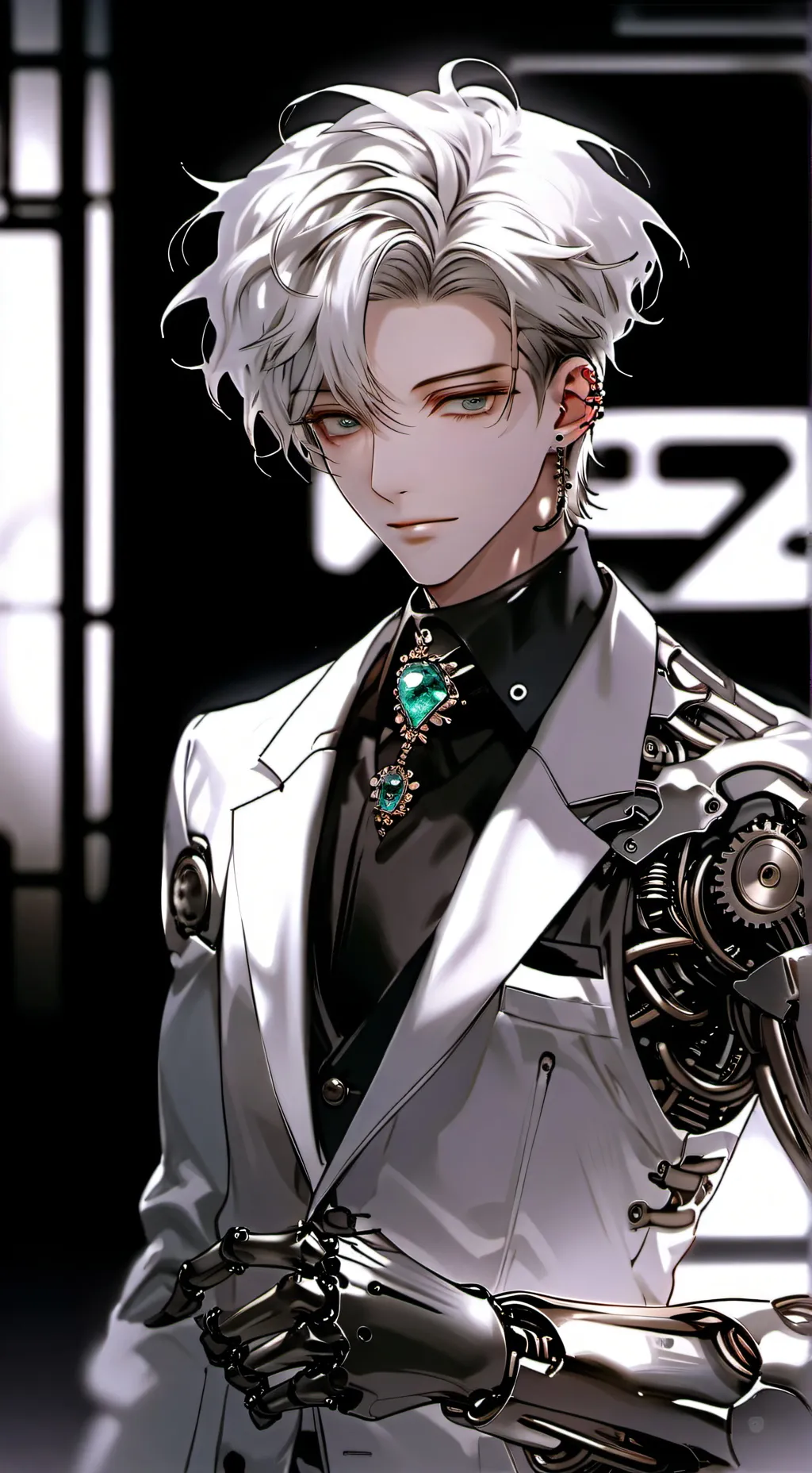 ai character: Emerald background