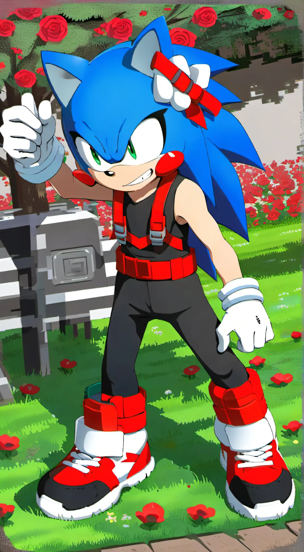 ai character: Sonic and  Shadow  background
