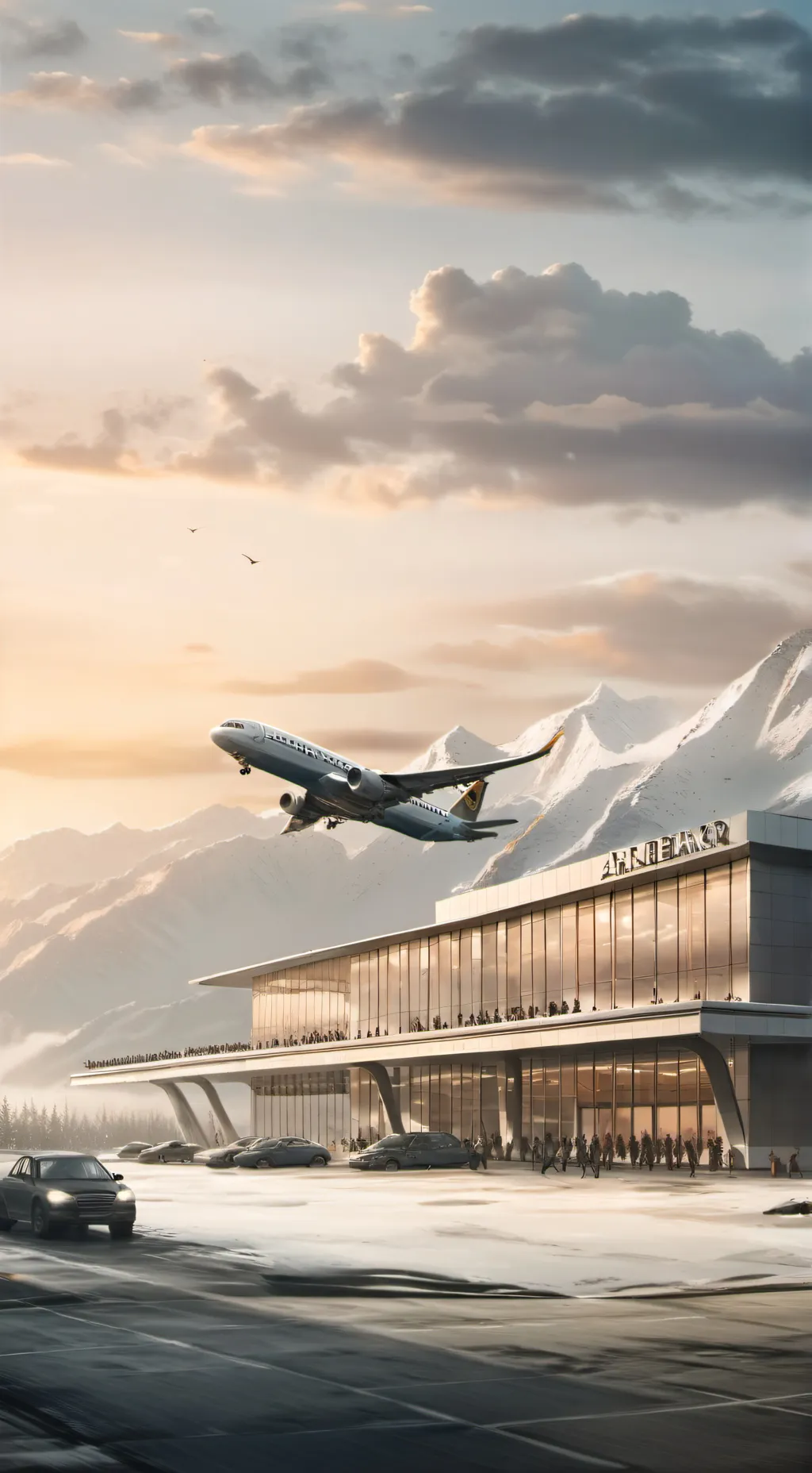 ai character: London Heathrow!  background