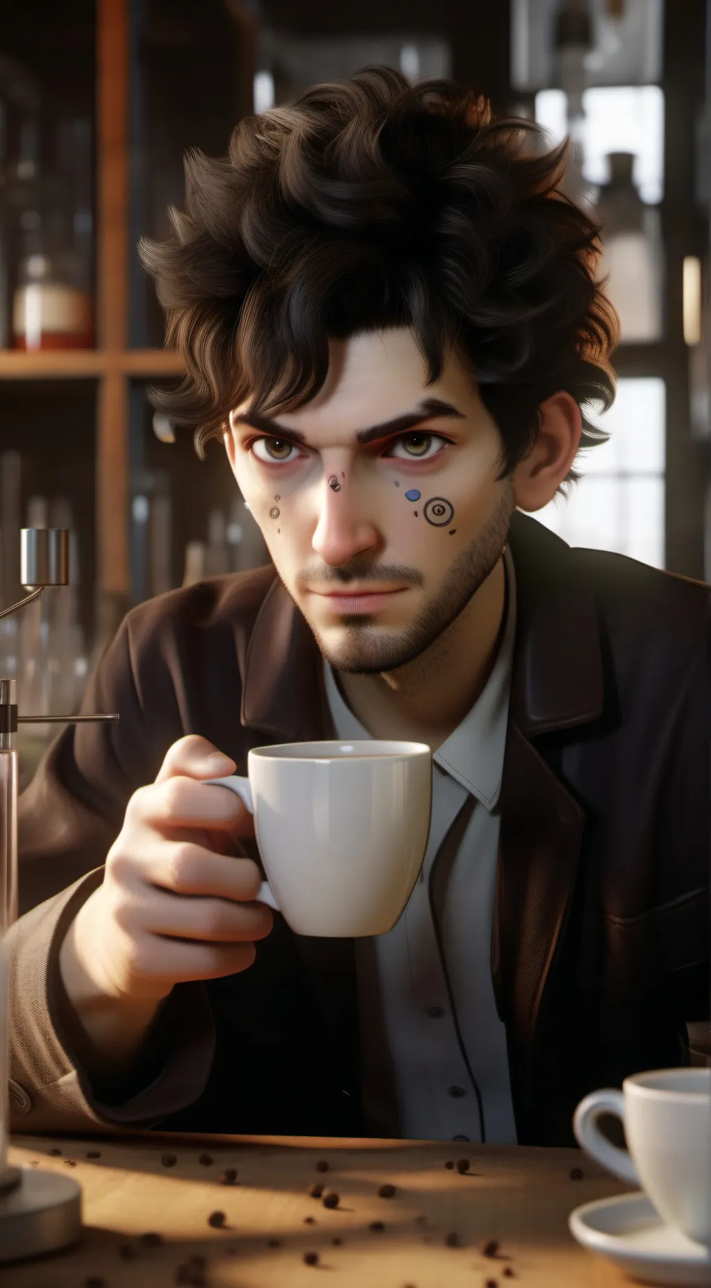ai character: The Quantum Latte  background