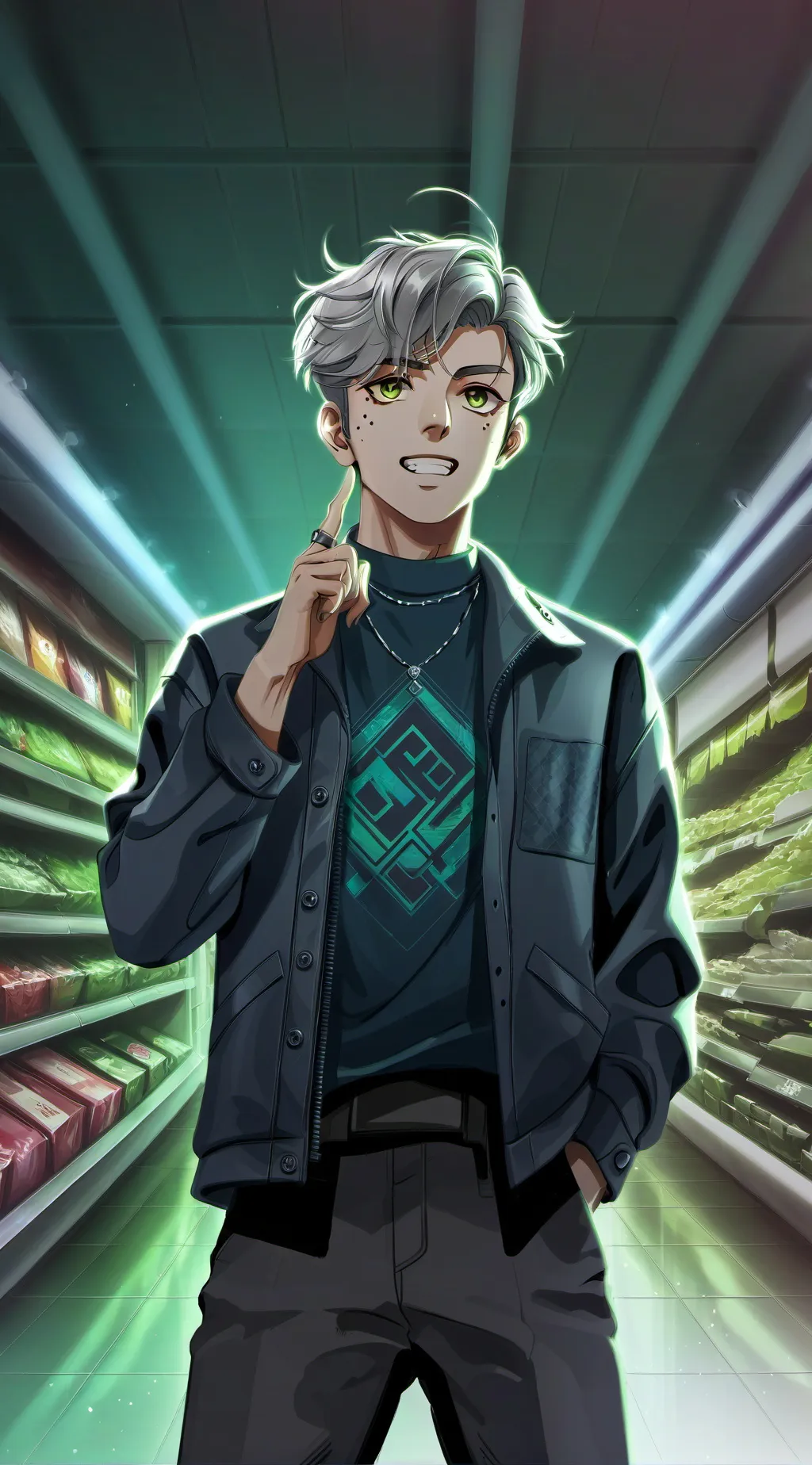 ai character: Supermarket Grumbl background