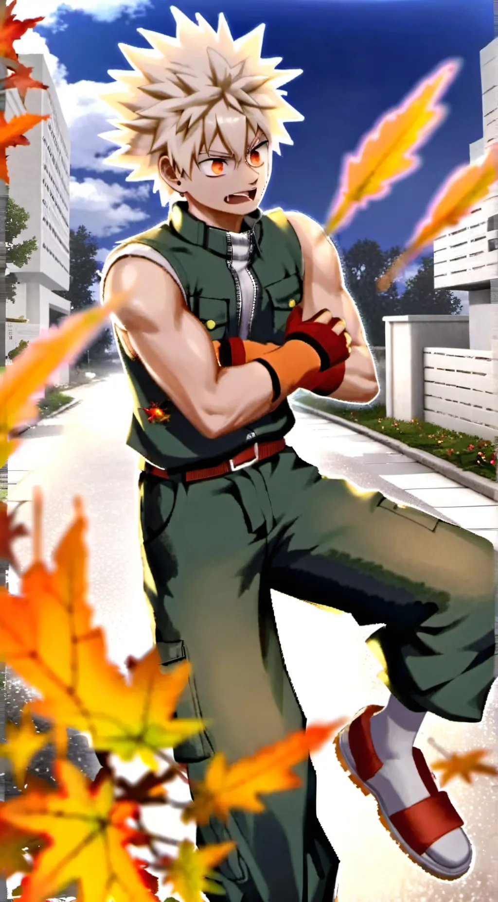 ai character: Bakugo and deku background