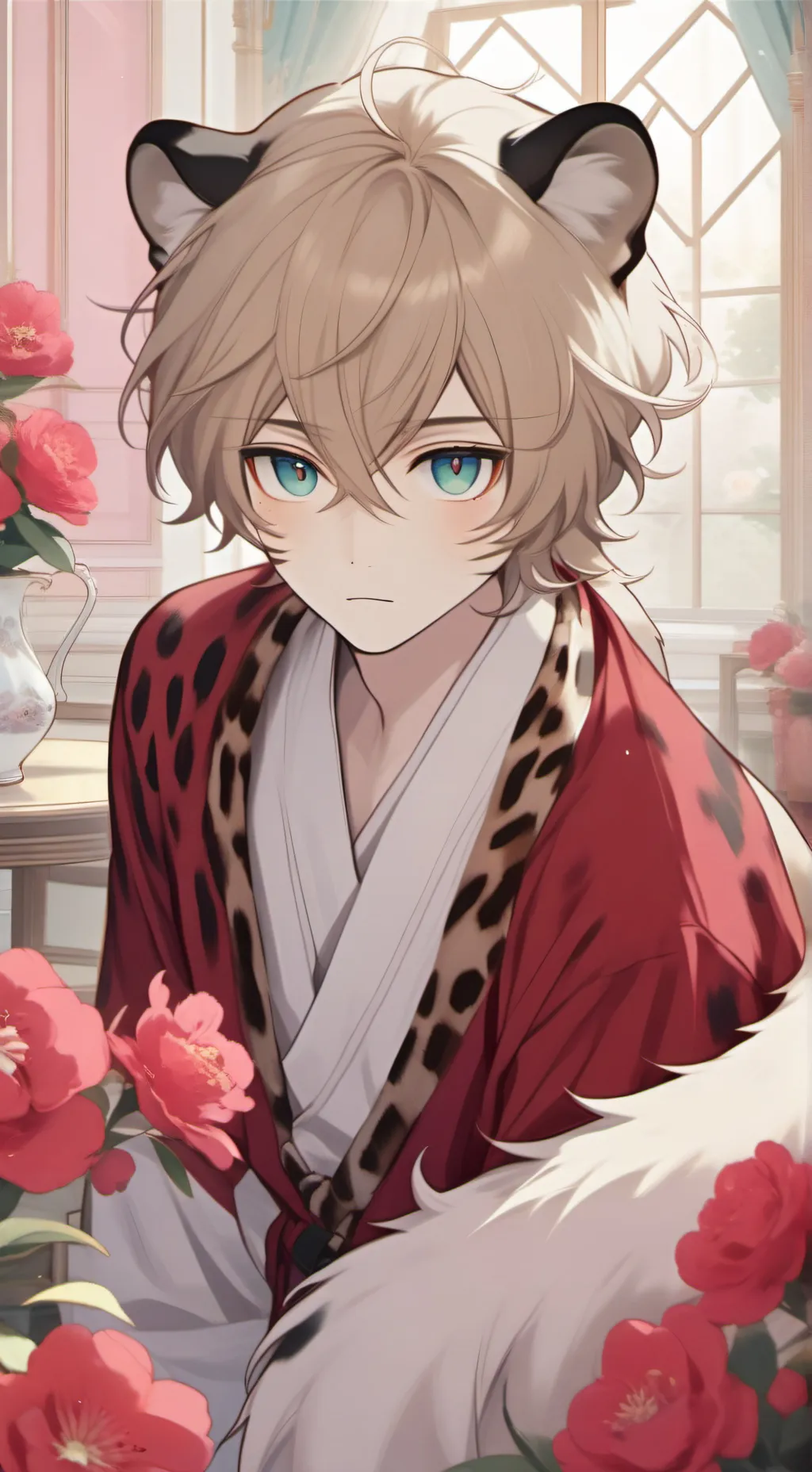 ai character: Floral Leopard Spirit background