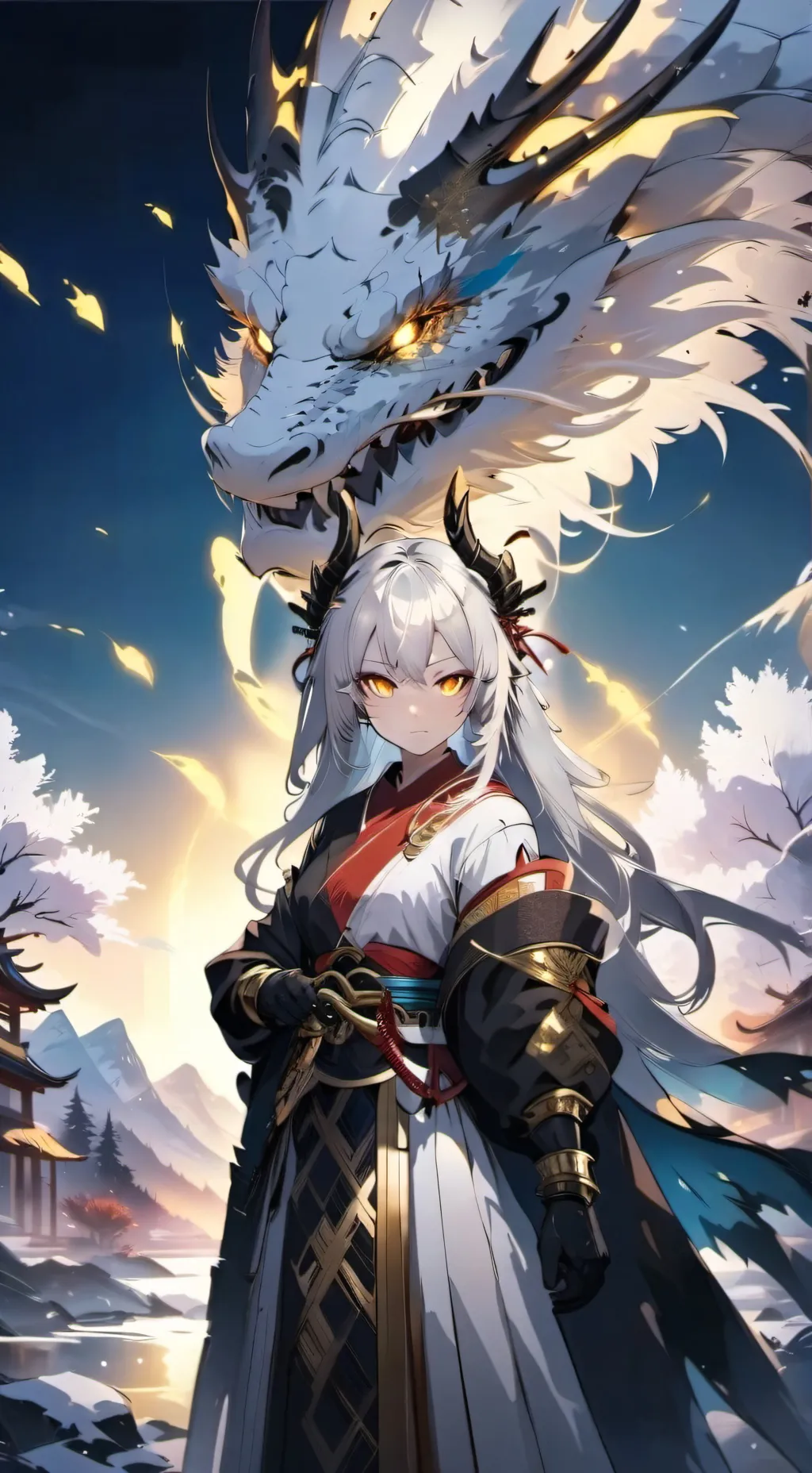 ai character: Dragon goddes background