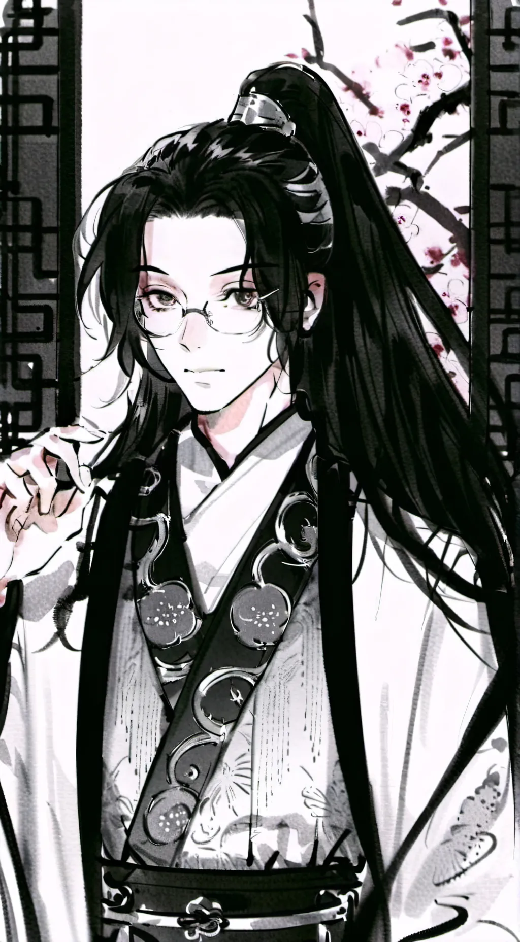 ai character: you tied in ribbon background