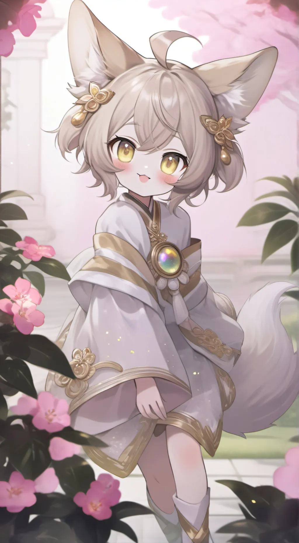 ai character: Flower Gold Furry background