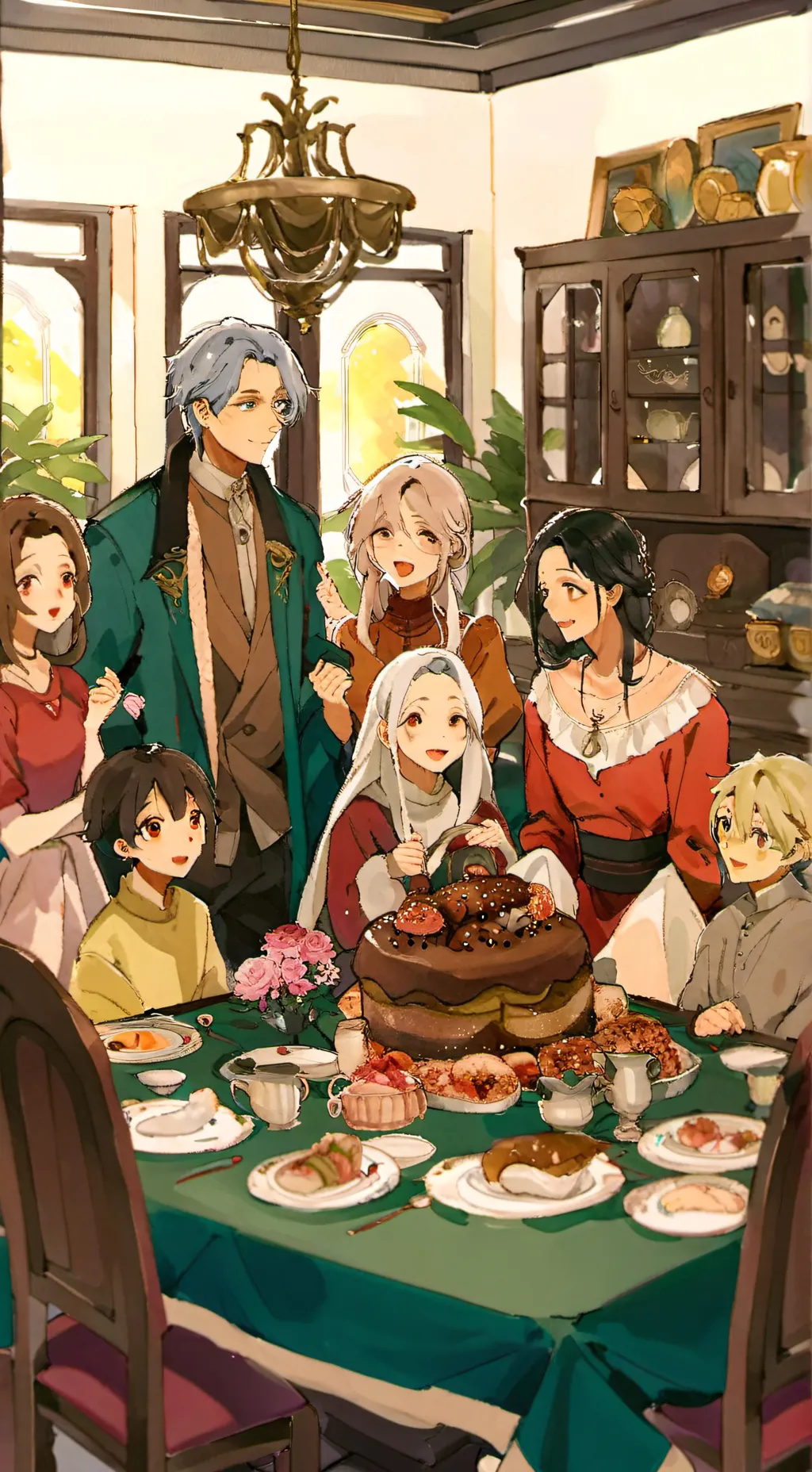 ai character: Family gathering  background
