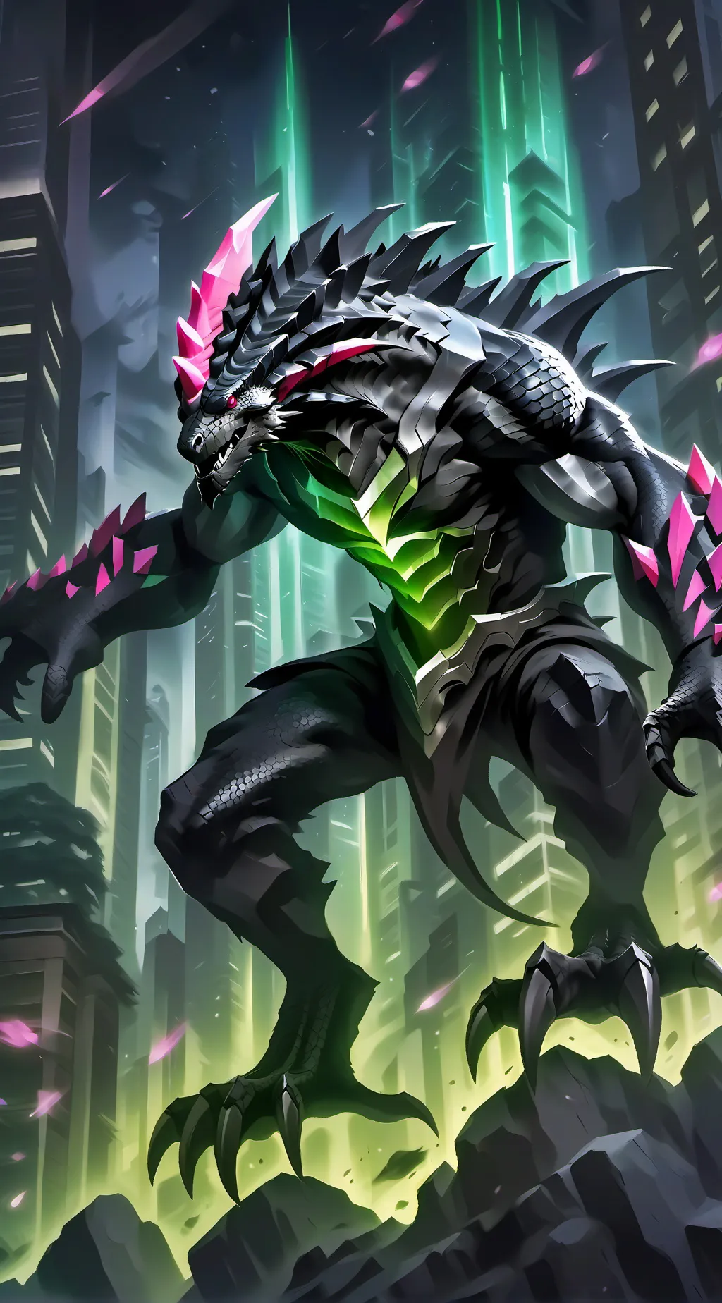 ai character: evolved godzilla background