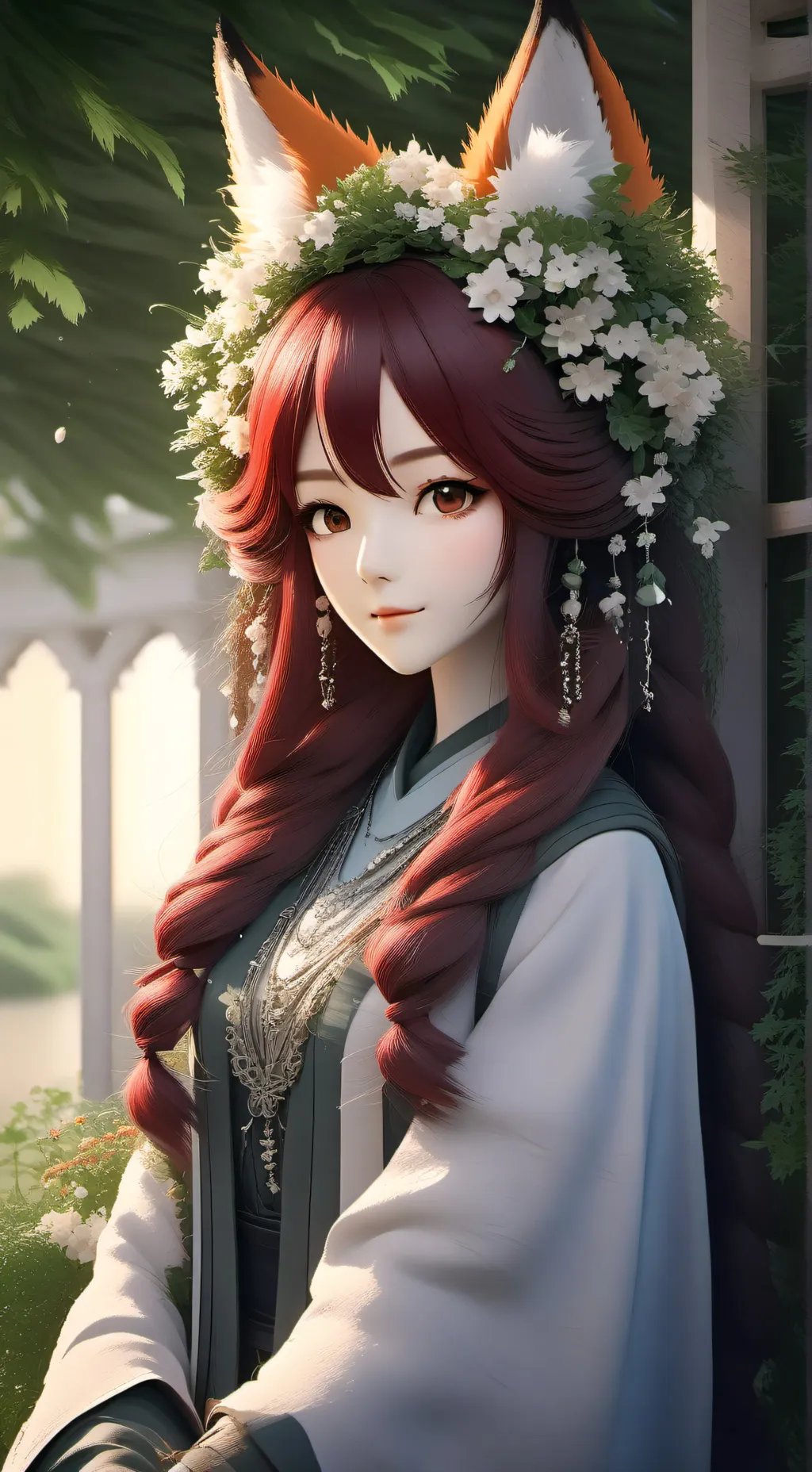 ai character: Floral Spirit Pashmina background