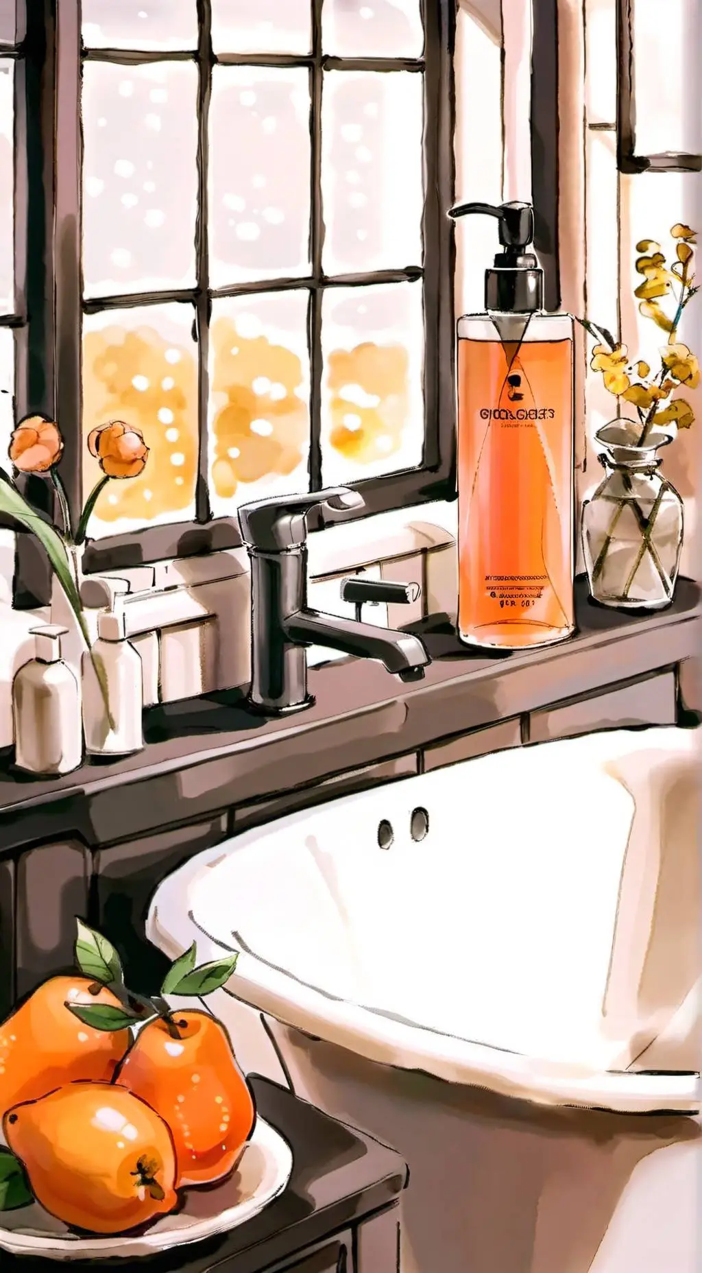 ai character: Swallowed shampoo background