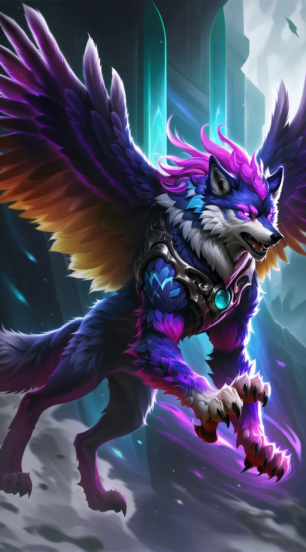 ai character: Mystical wolf pack background