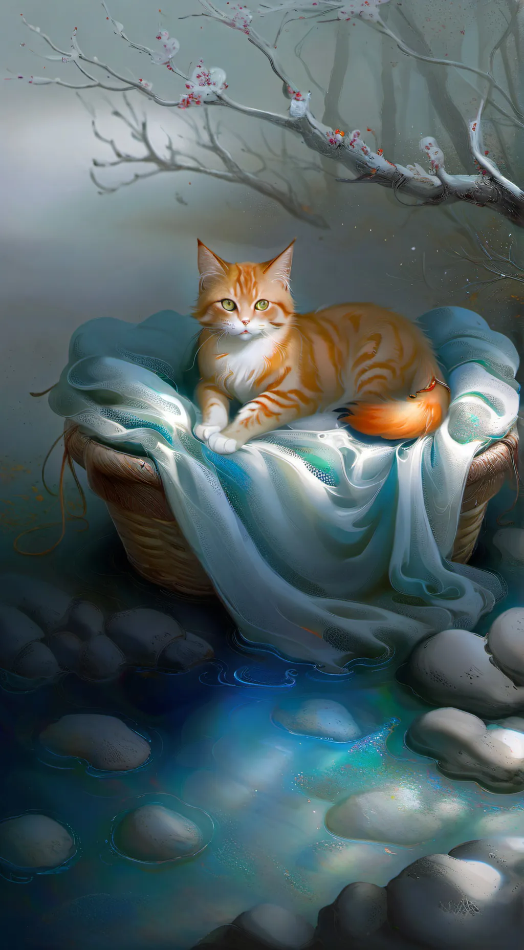 ai character: cat delivery background