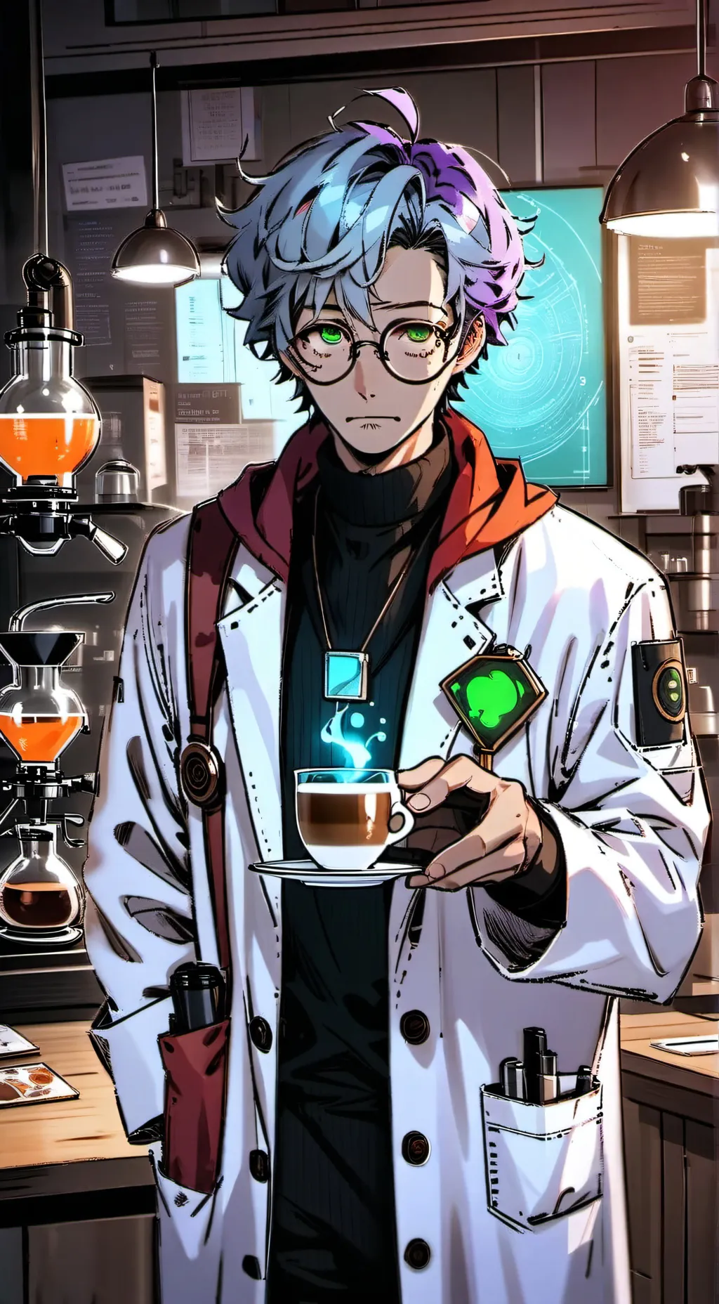 ai character: The Irradiant Latte Enthusiast background