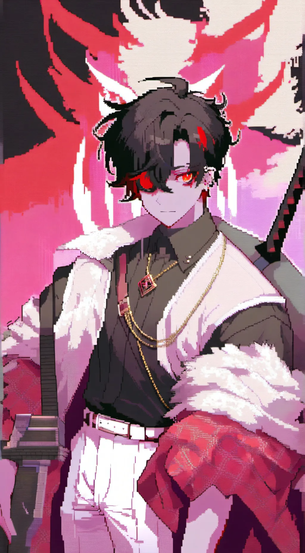 ai character: Karma~🖤💕❤️ background