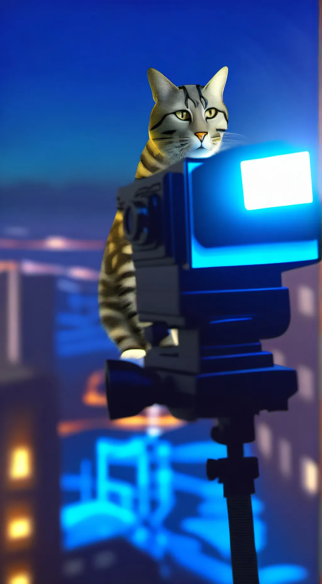 ai character: camera man cat background