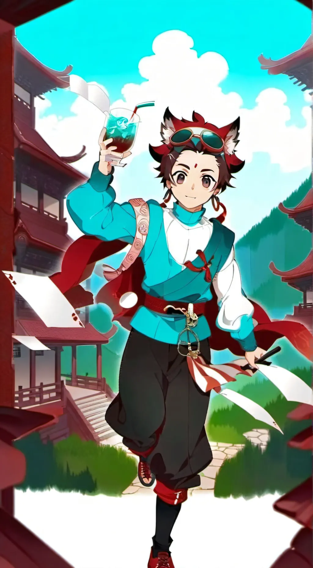 ai character: Tanjiro kamado  background