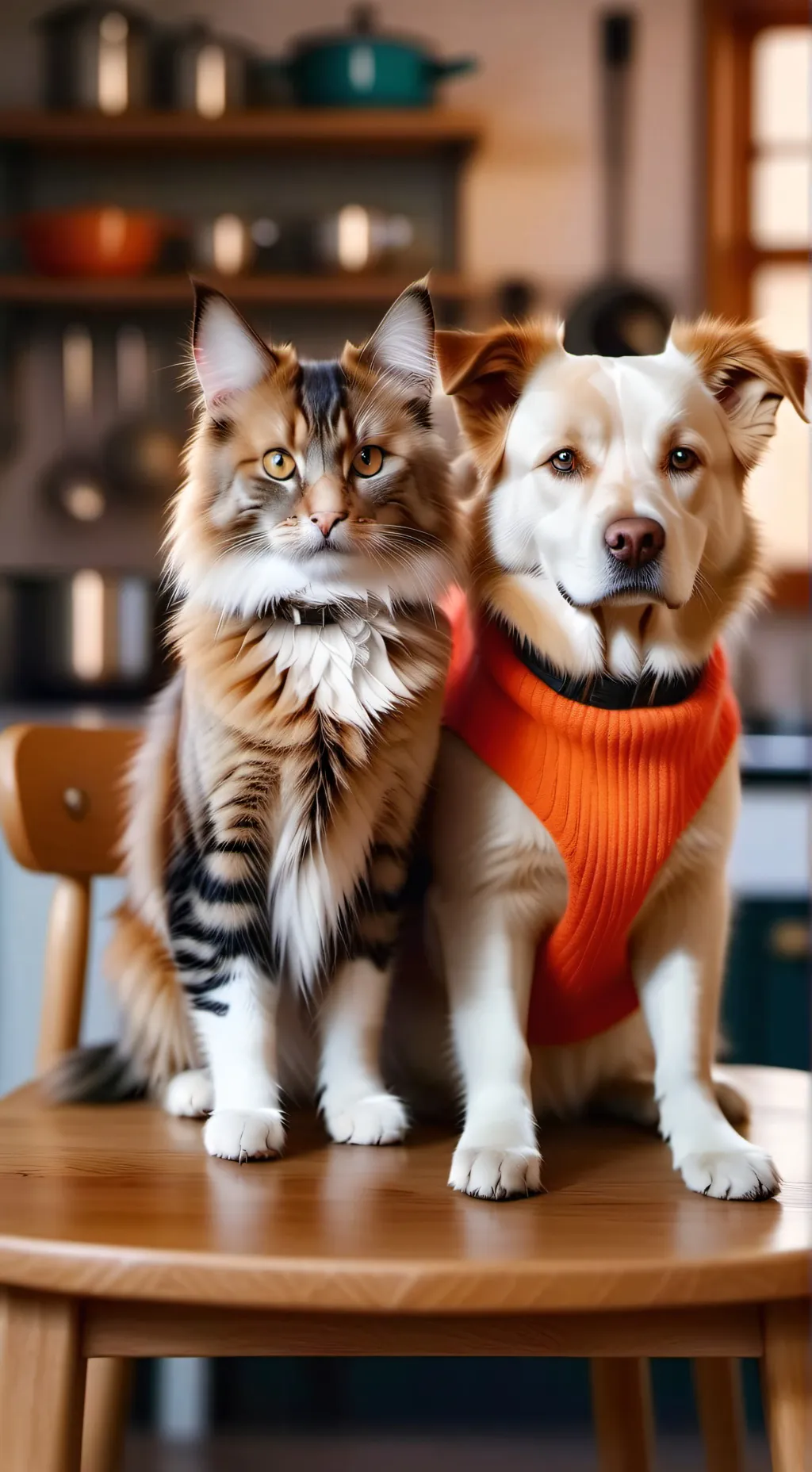ai character: cat and dog  background