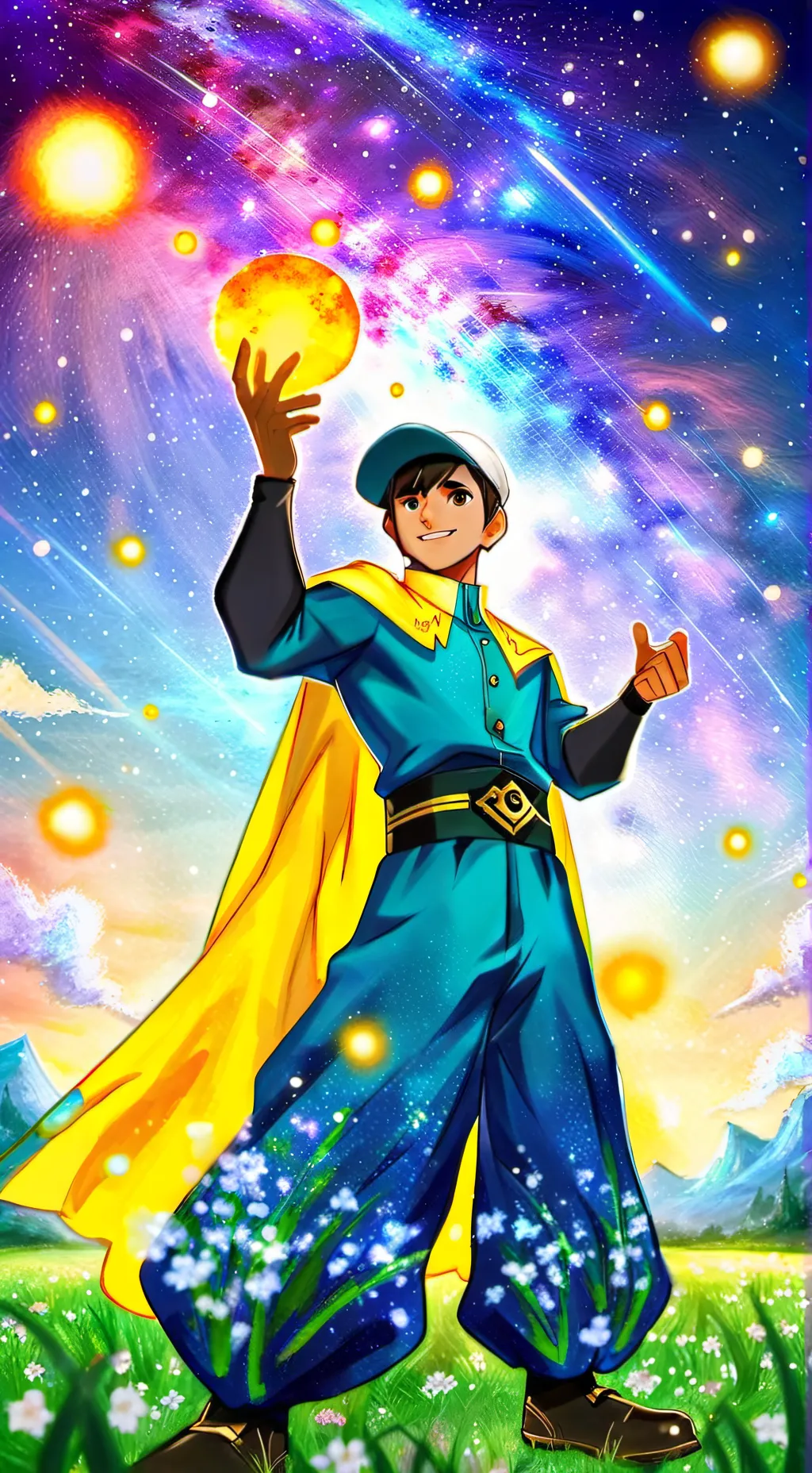 ai character: boboiboy Galaxy  background