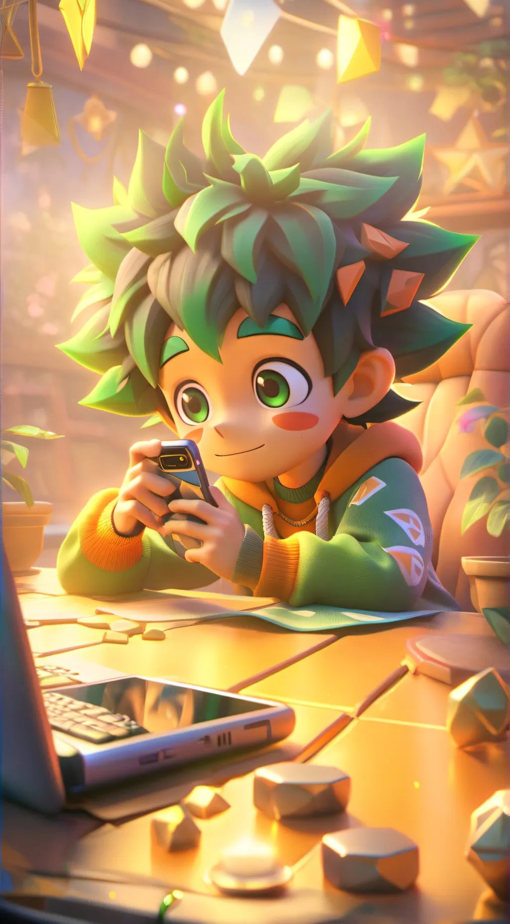 ai character: mha deku Gf background