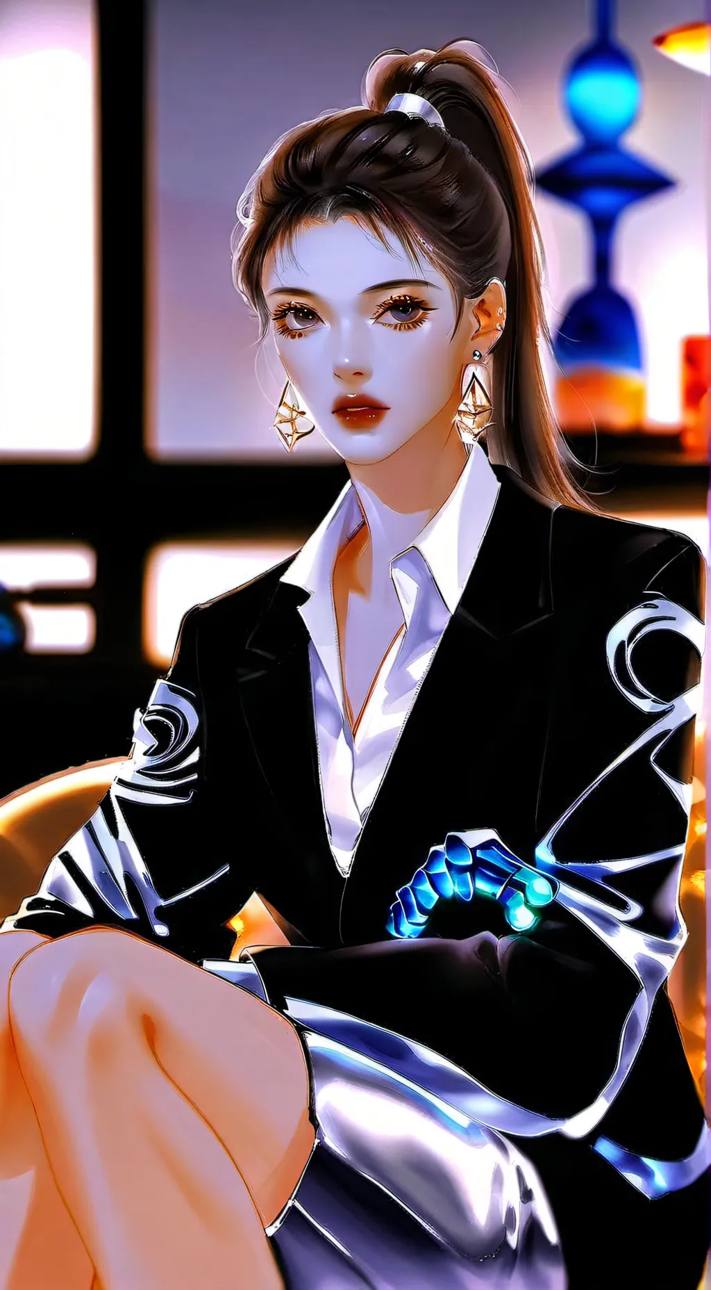 ai character: Yukita Ito 💙🖤🌃 background